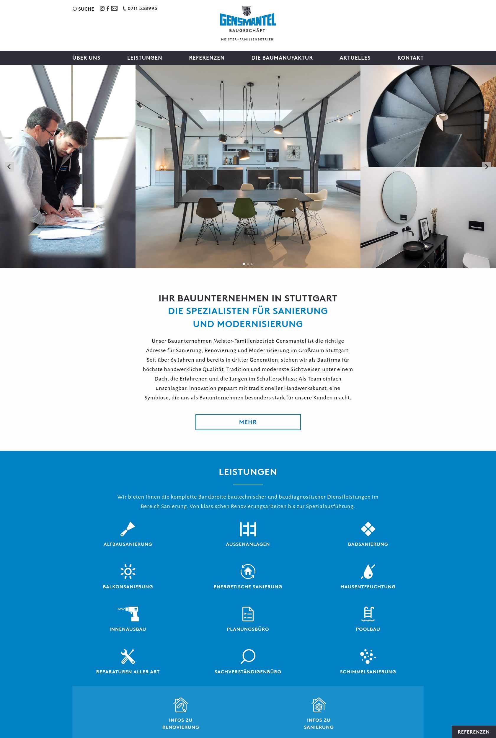 Das Bild zeigt einen Desktop Screenshot der vorgestellten Website