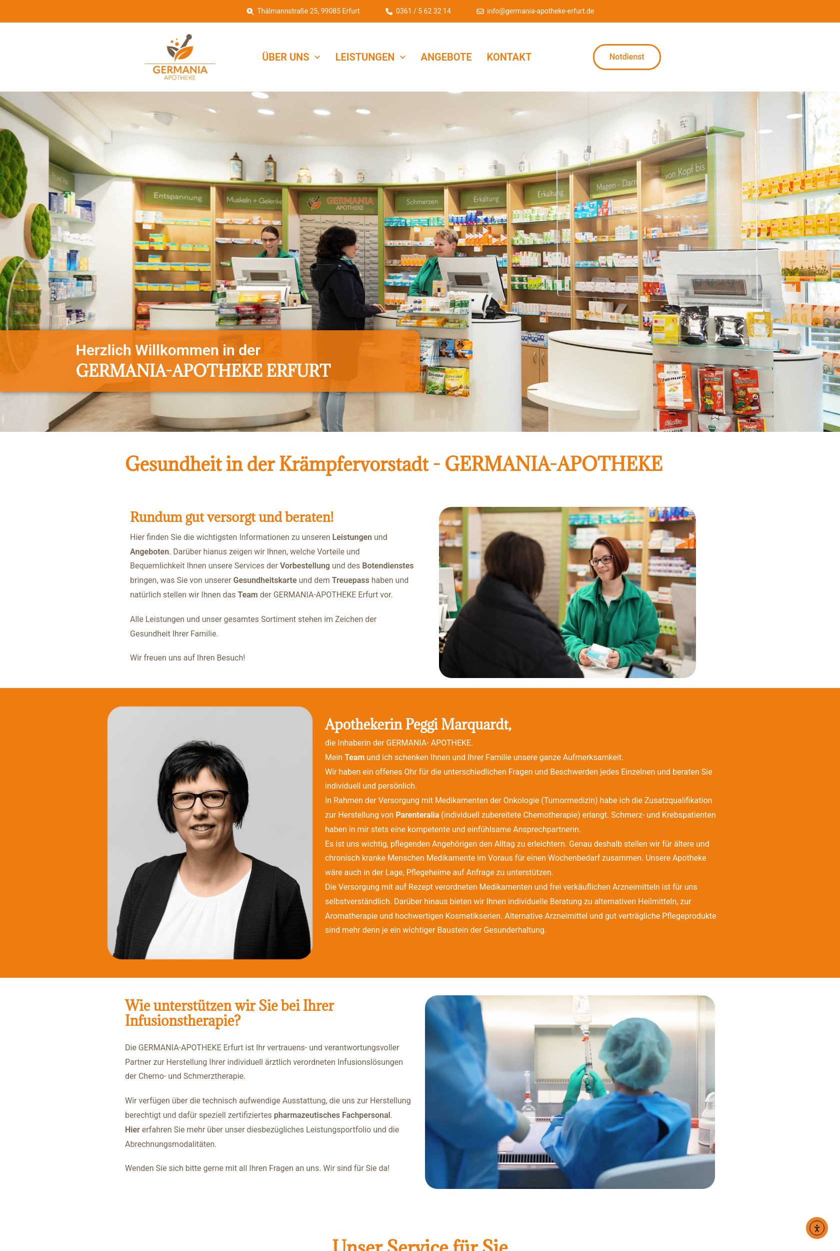 Das Bild zeigt einen Desktop Screenshot der vorgestellten Website