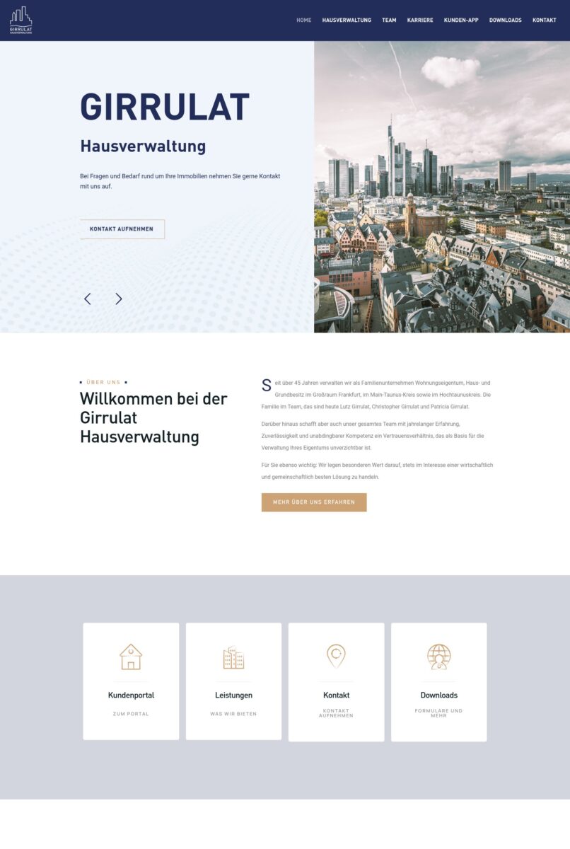 Das Bild zeigt einen Desktop Screenshot der vorgestellten Website