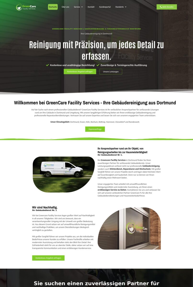 Das Bild zeigt einen Desktop Screenshot der vorgestellten Website