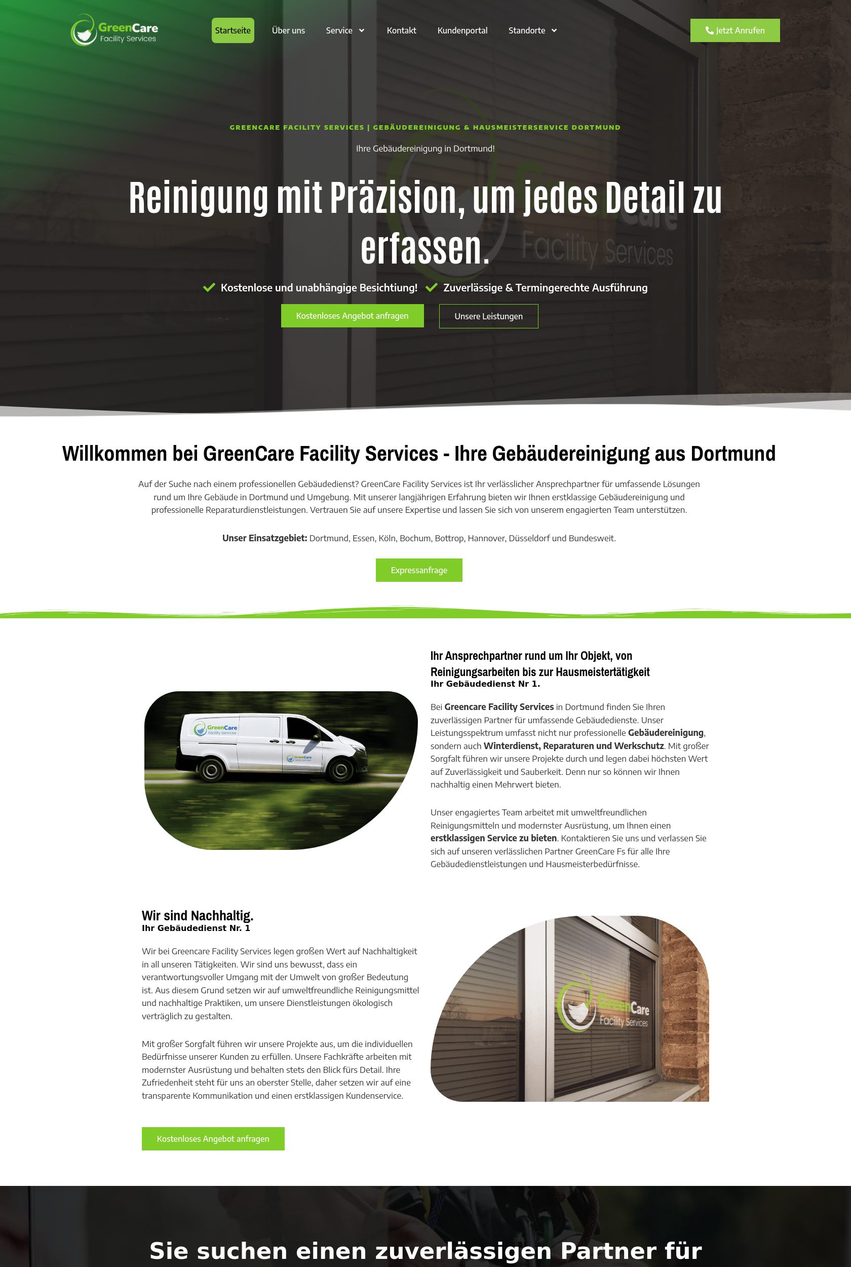 Das Bild zeigt einen Desktop Screenshot der vorgestellten Website