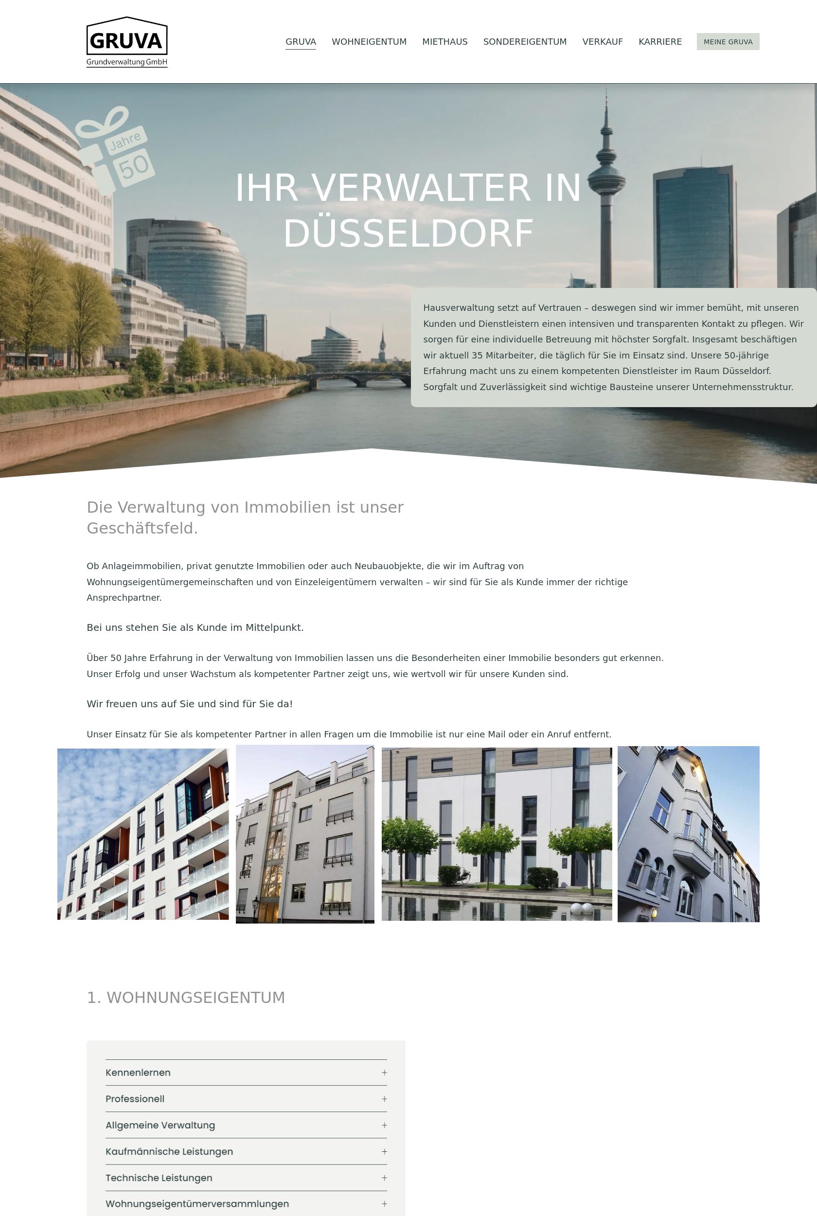 Das Bild zeigt einen Desktop Screenshot der vorgestellten Website