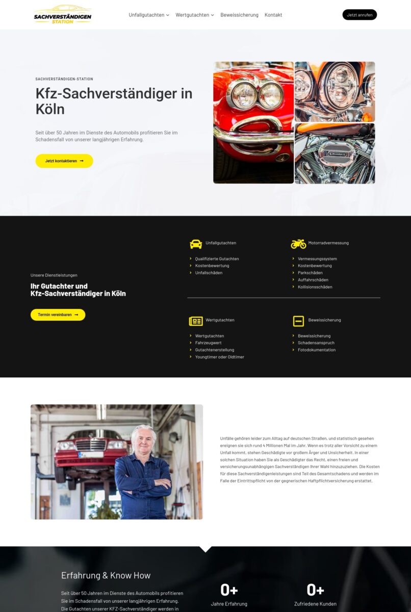 Das Bild zeigt einen Desktop Screenshot der vorgestellten Website