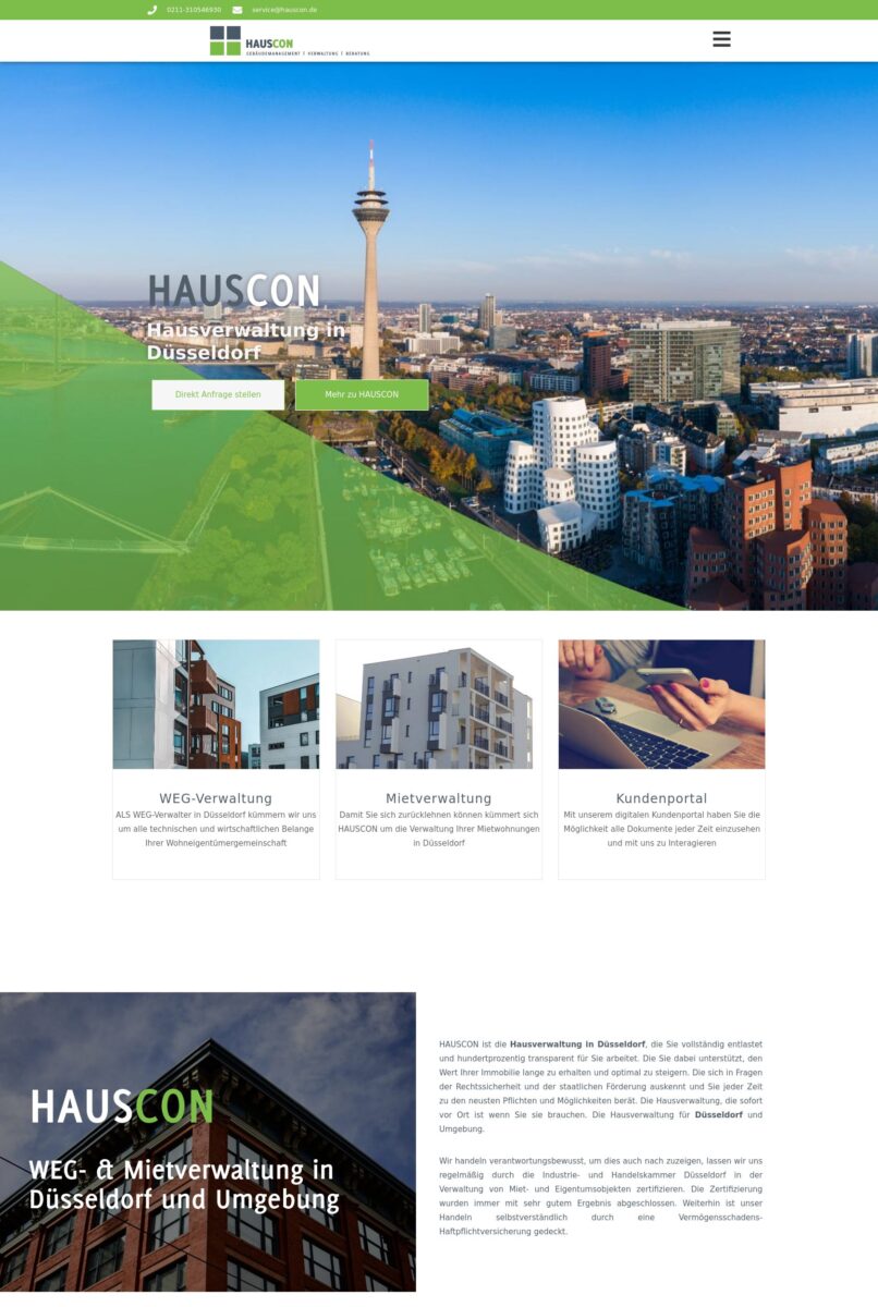 Das Bild zeigt einen Desktop Screenshot der vorgestellten Website