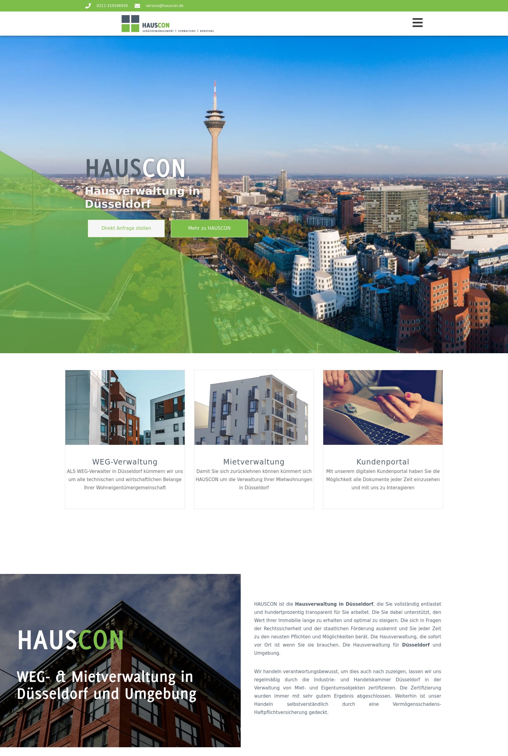 Das Bild zeigt einen Desktop Screenshot der vorgestellten Website