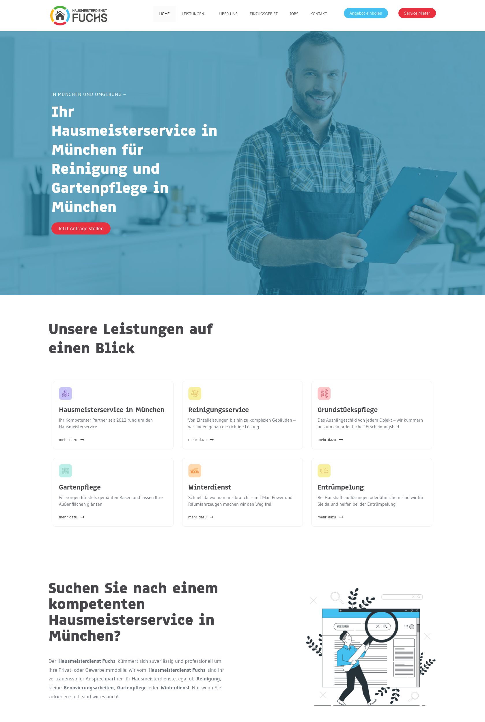Das Bild zeigt einen Desktop Screenshot der vorgestellten Website