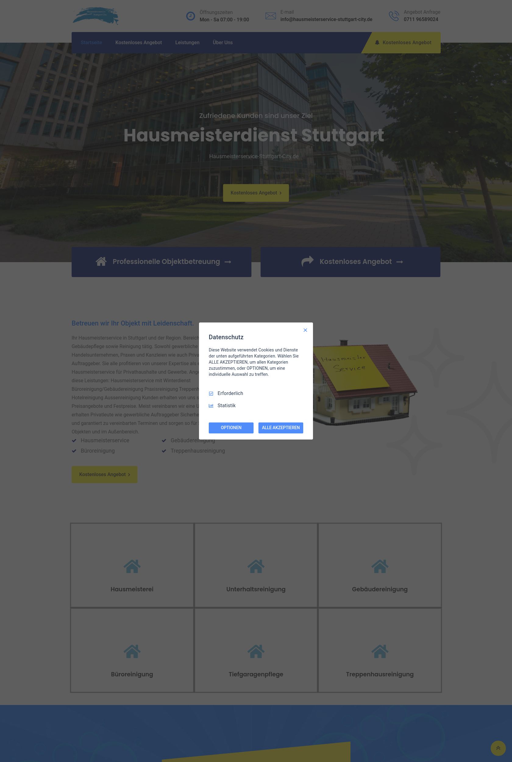 Das Bild zeigt einen Desktop Screenshot der vorgestellten Website