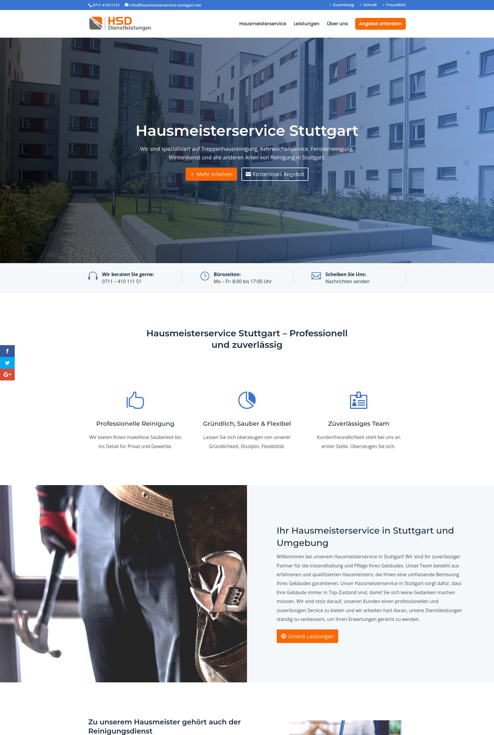 Das Bild zeigt einen Desktop Screenshot der vorgestellten Website