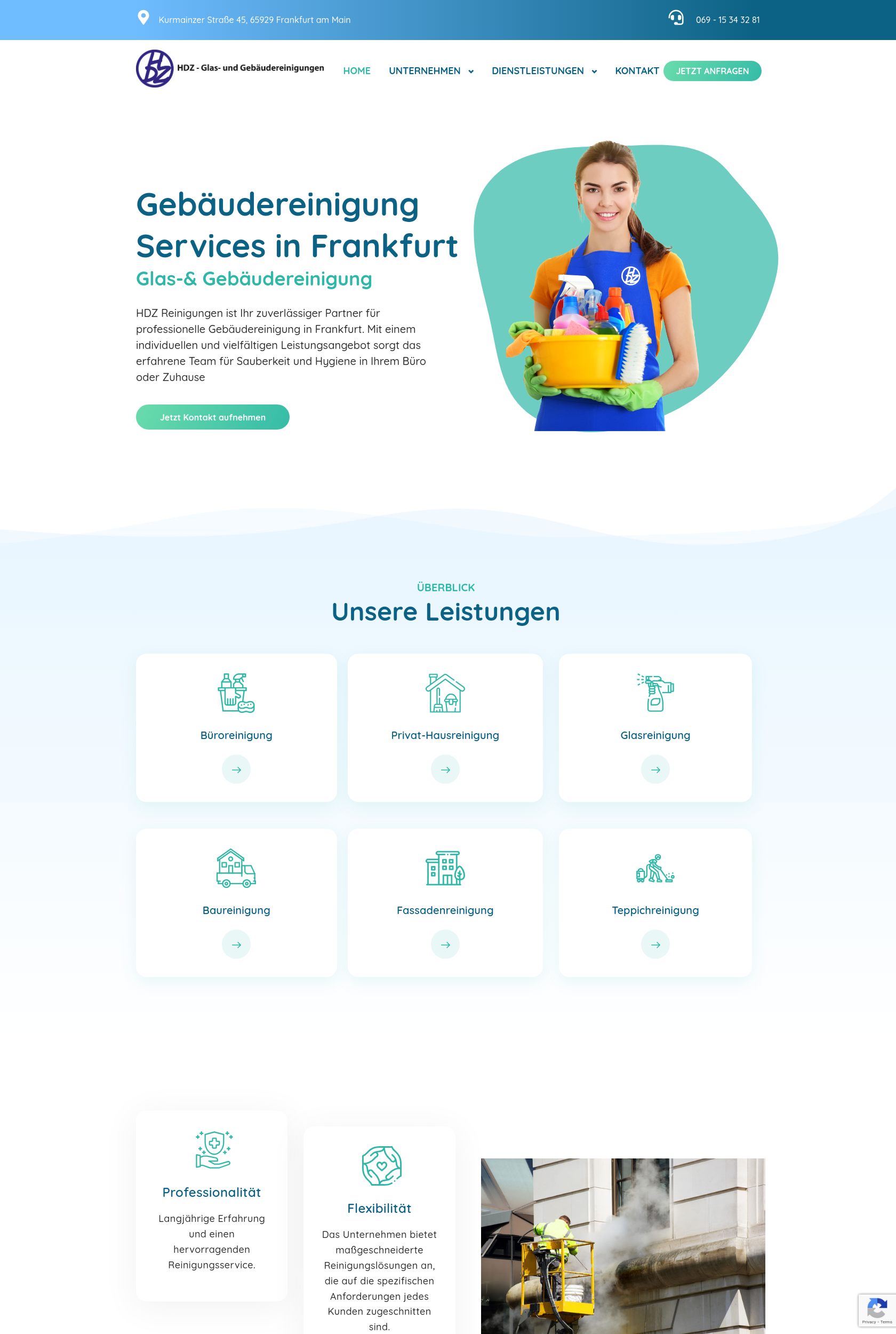 Das Bild zeigt einen Desktop Screenshot der vorgestellten Website