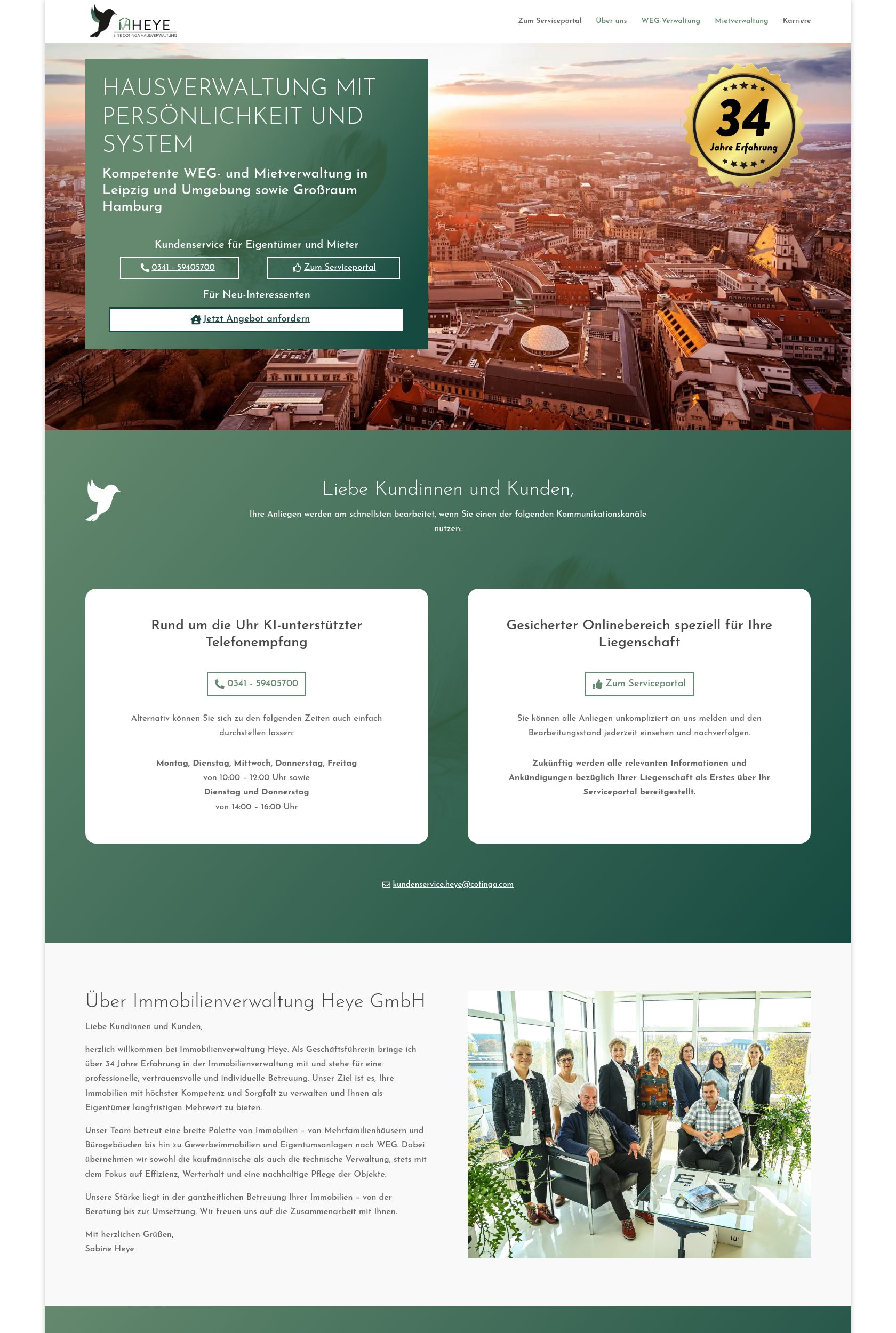 Das Bild zeigt einen Desktop Screenshot der vorgestellten Website