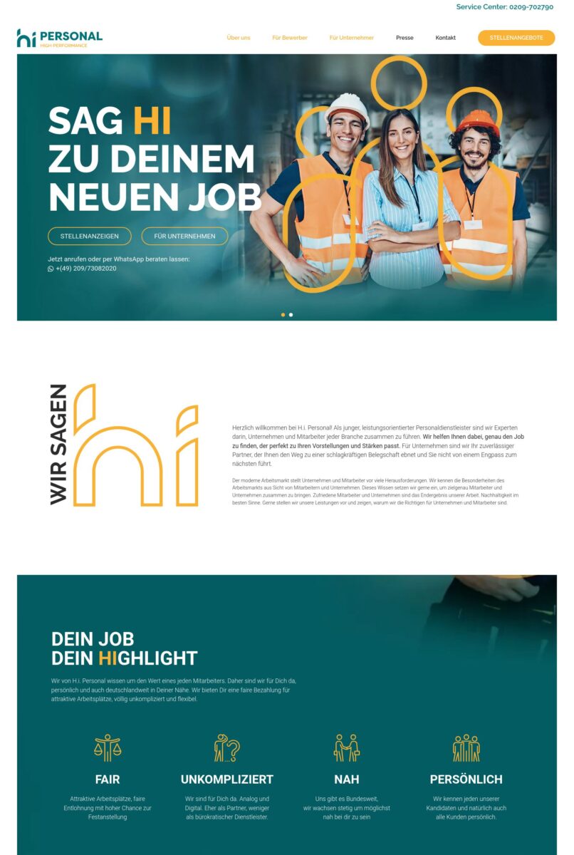 Das Bild zeigt einen Desktop Screenshot der vorgestellten Website