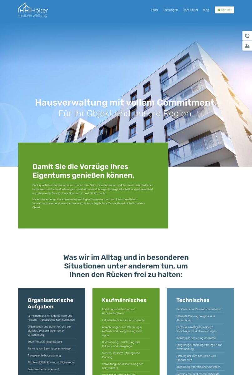 Das Bild zeigt einen Desktop Screenshot der vorgestellten Website
