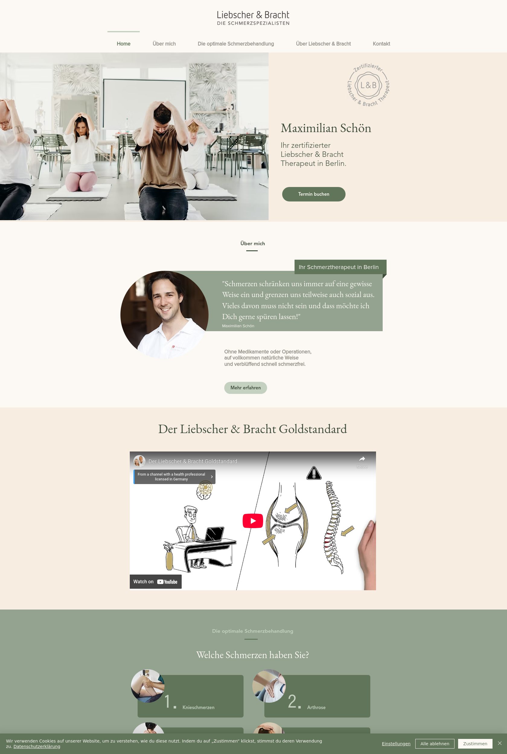 Das Bild zeigt einen Desktop Screenshot der vorgestellten Website