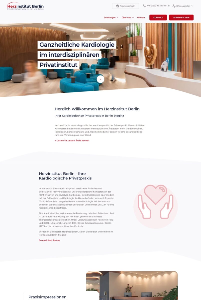 Das Bild zeigt einen Desktop Screenshot der vorgestellten Website