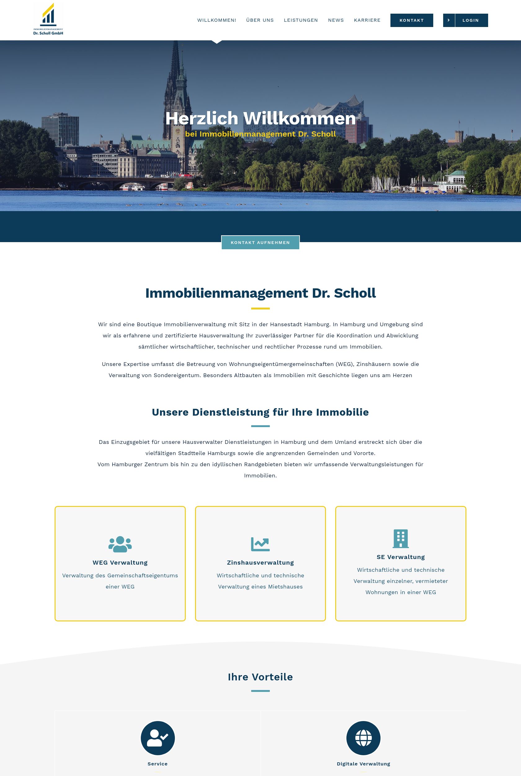 Das Bild zeigt einen Desktop Screenshot der vorgestellten Website