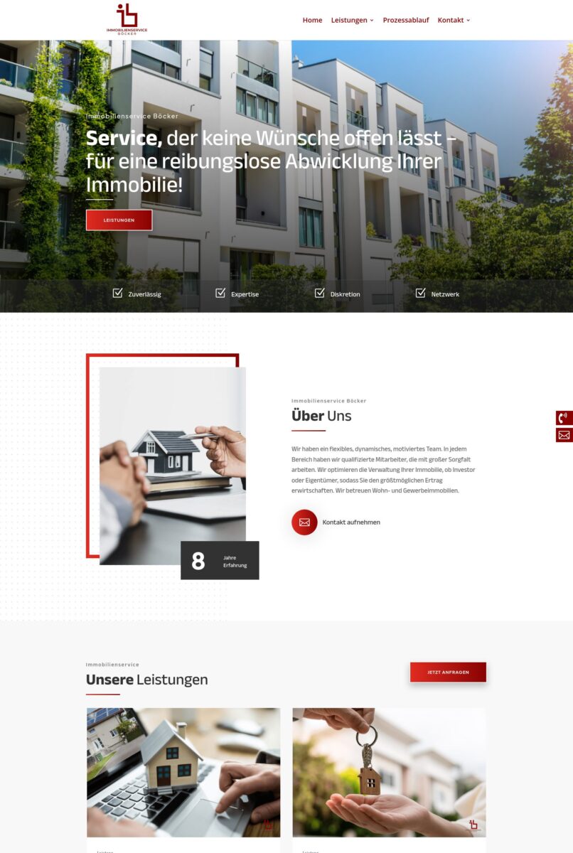 Das Bild zeigt einen Desktop Screenshot der vorgestellten Website