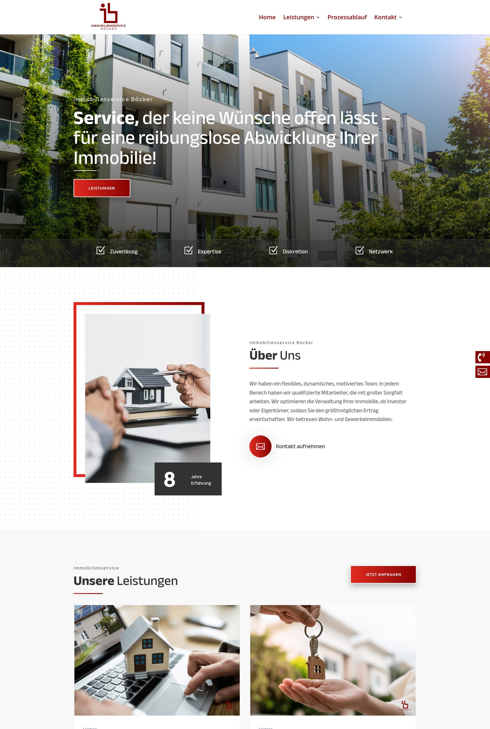 Das Bild zeigt einen Desktop Screenshot der vorgestellten Website