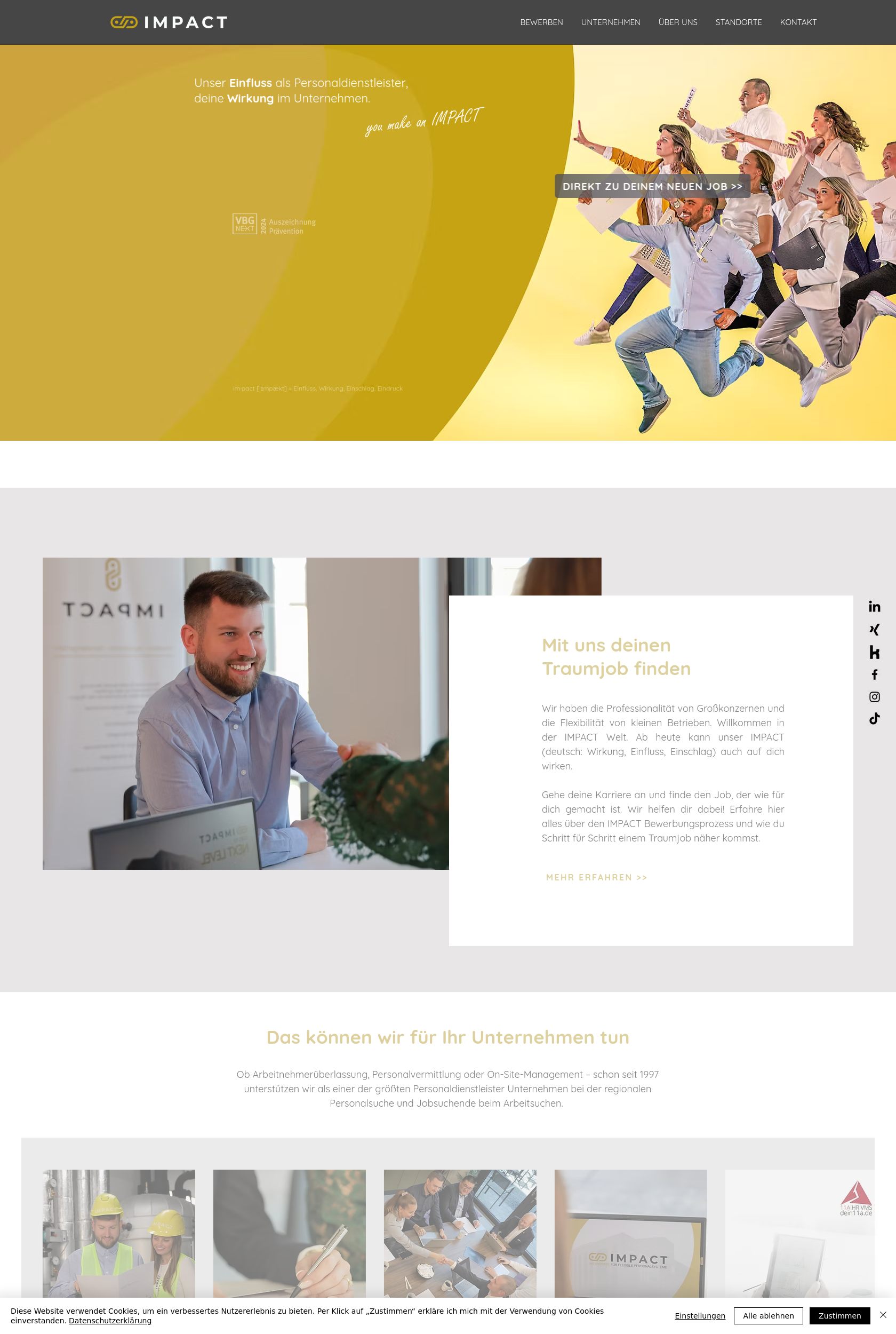 Das Bild zeigt einen Desktop Screenshot der vorgestellten Website