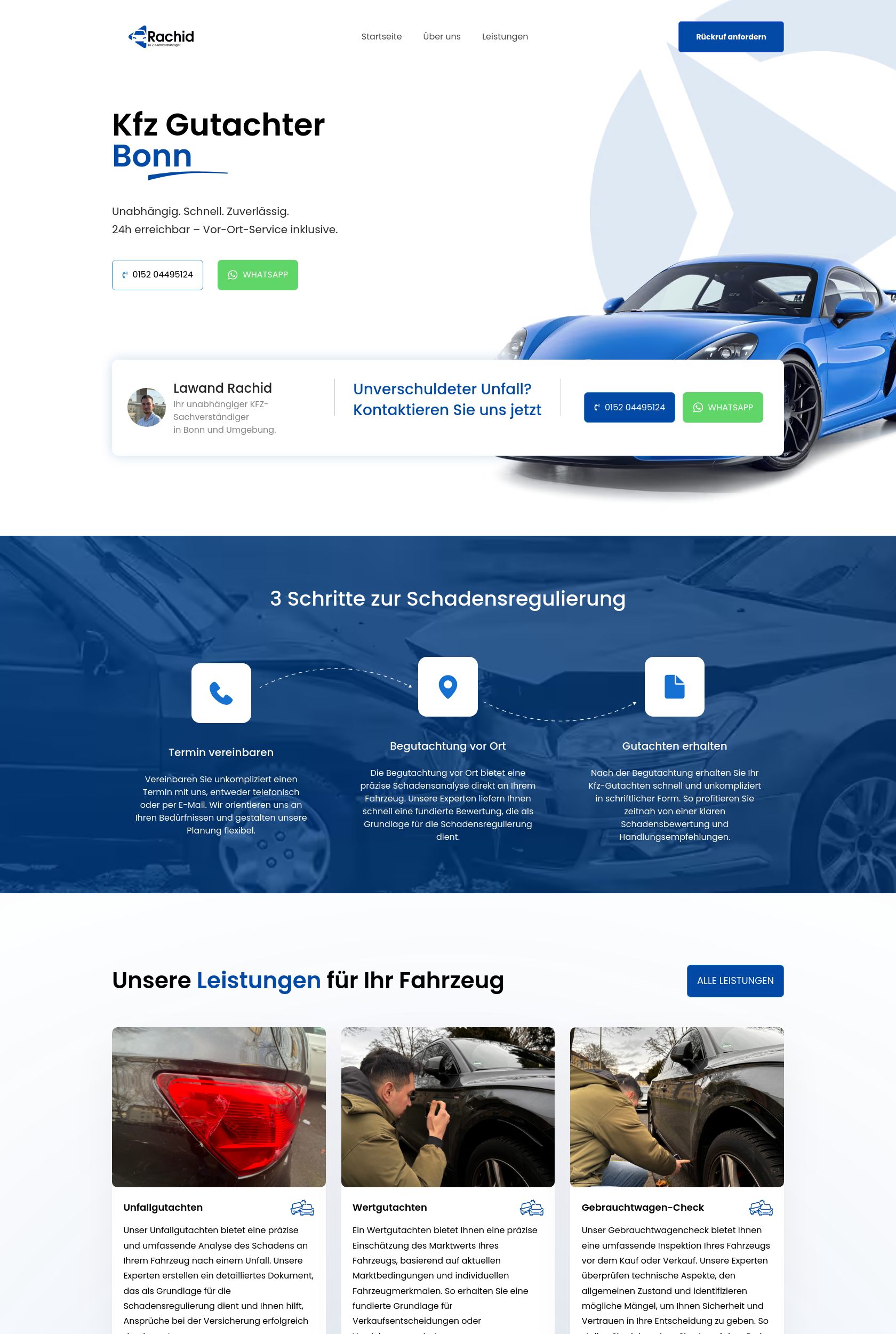 Das Bild zeigt einen Desktop Screenshot der vorgestellten Website