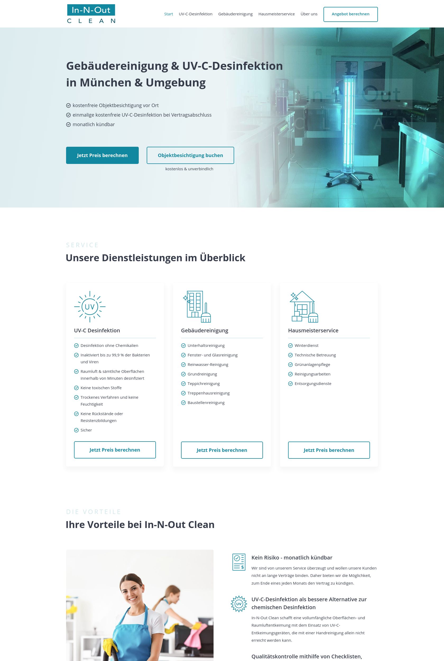 Das Bild zeigt einen Desktop Screenshot der vorgestellten Website