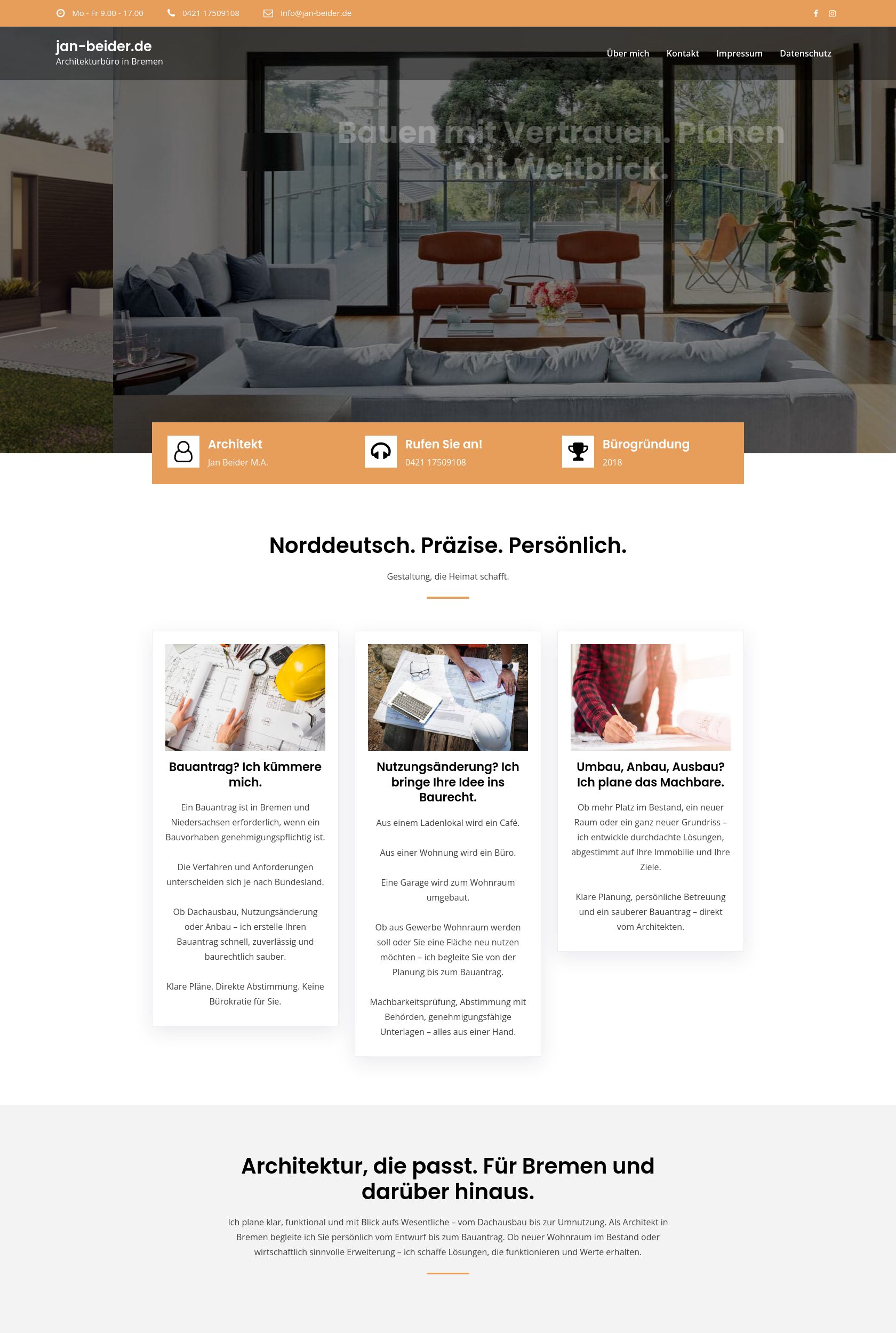 Das Bild zeigt einen Desktop Screenshot der vorgestellten Website