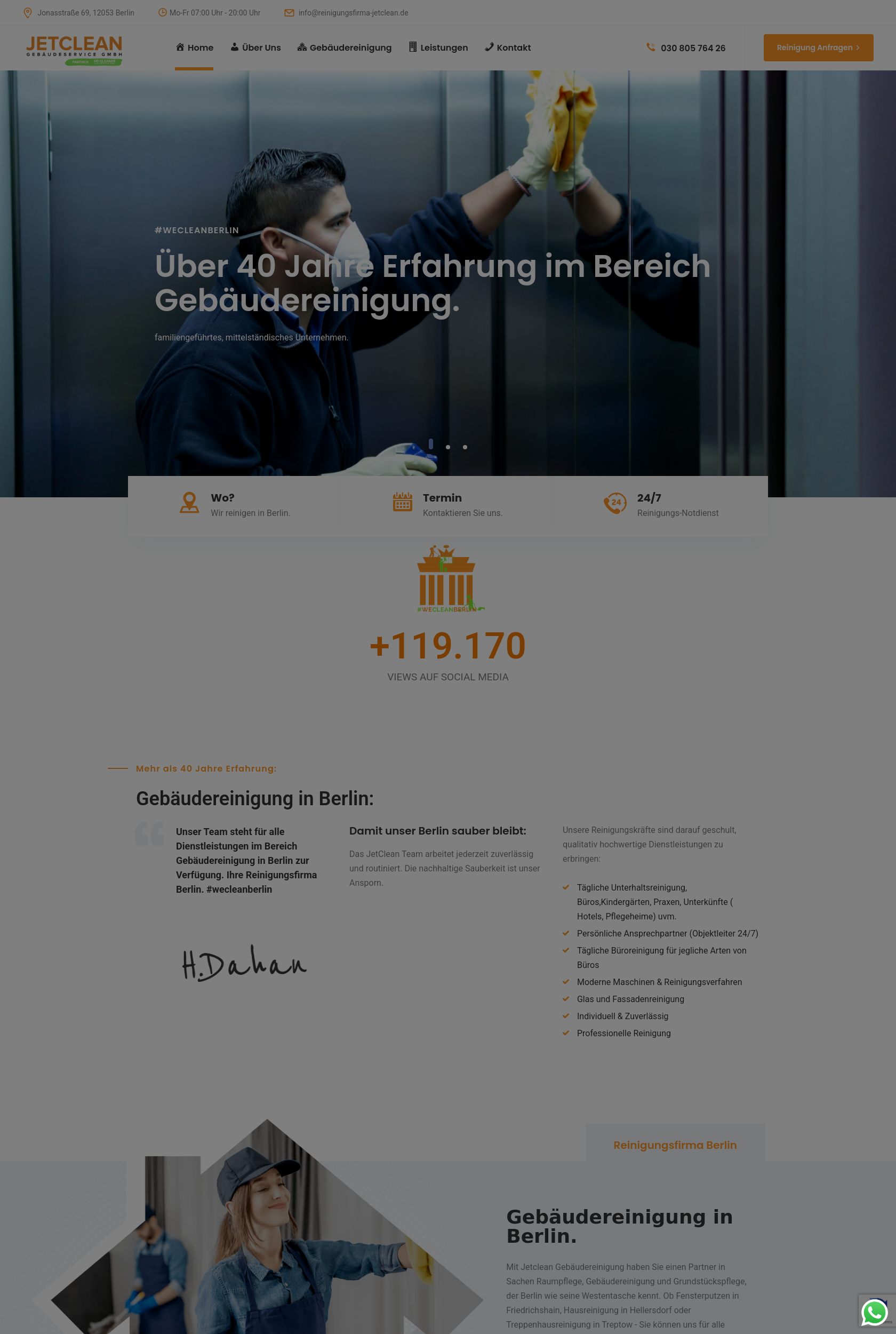 Das Bild zeigt einen Desktop Screenshot der vorgestellten Website