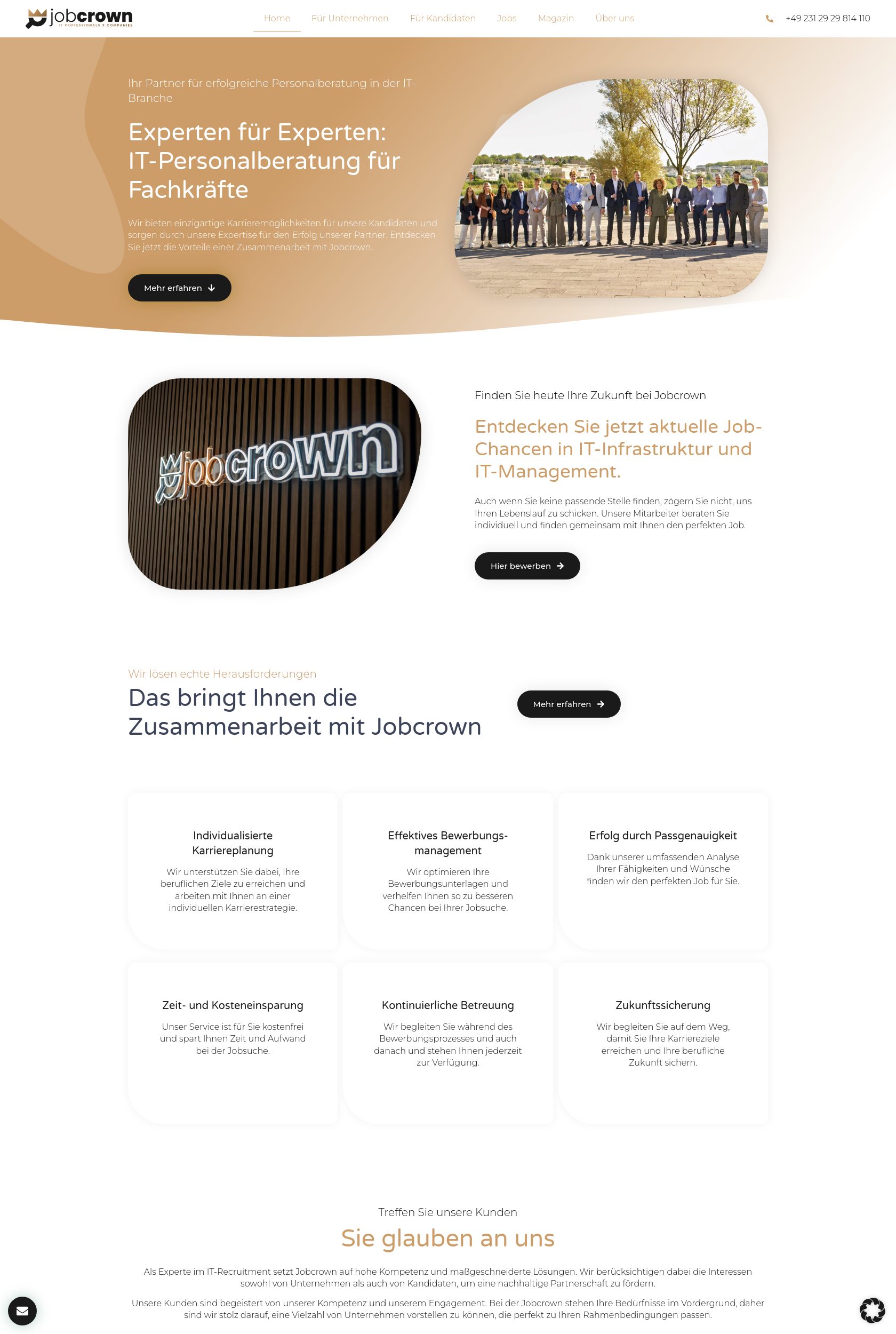 Das Bild zeigt einen Desktop Screenshot der vorgestellten Website