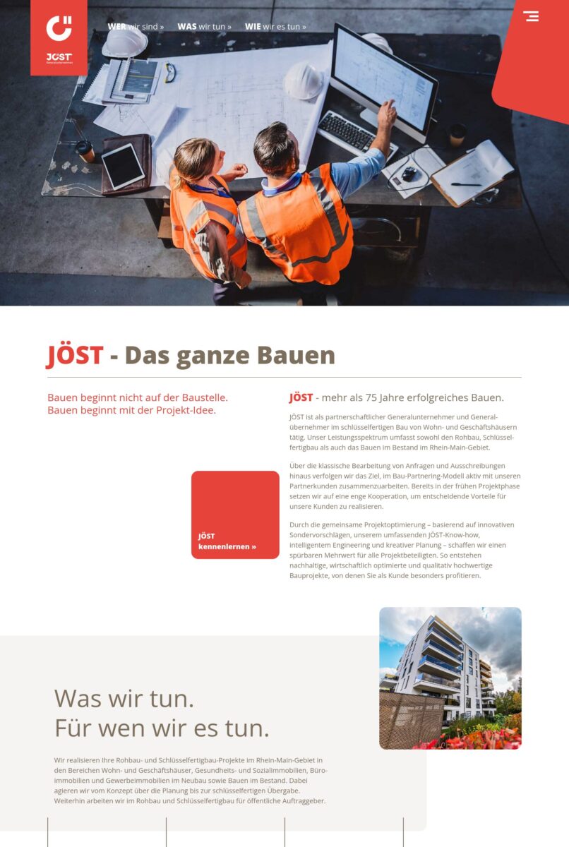 Das Bild zeigt einen Desktop Screenshot der vorgestellten Website