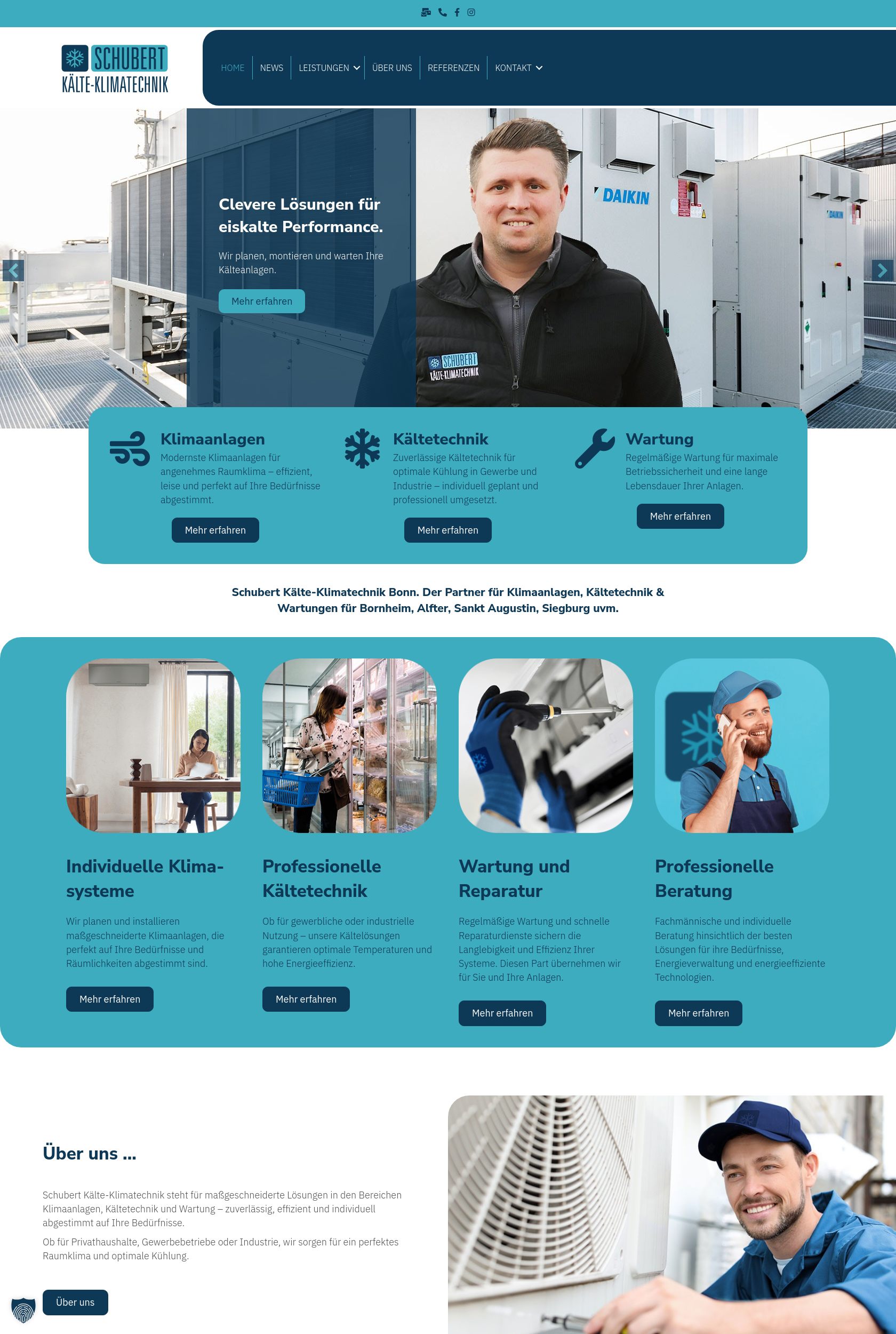 Das Bild zeigt einen Desktop Screenshot der vorgestellten Website