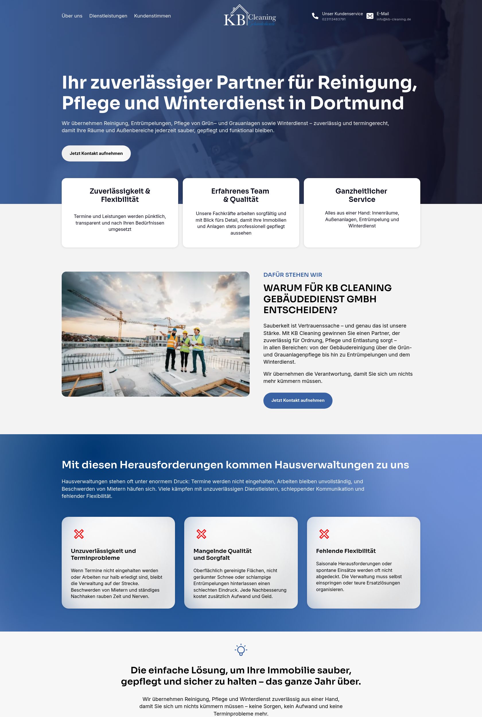 Das Bild zeigt einen Desktop Screenshot der vorgestellten Website
