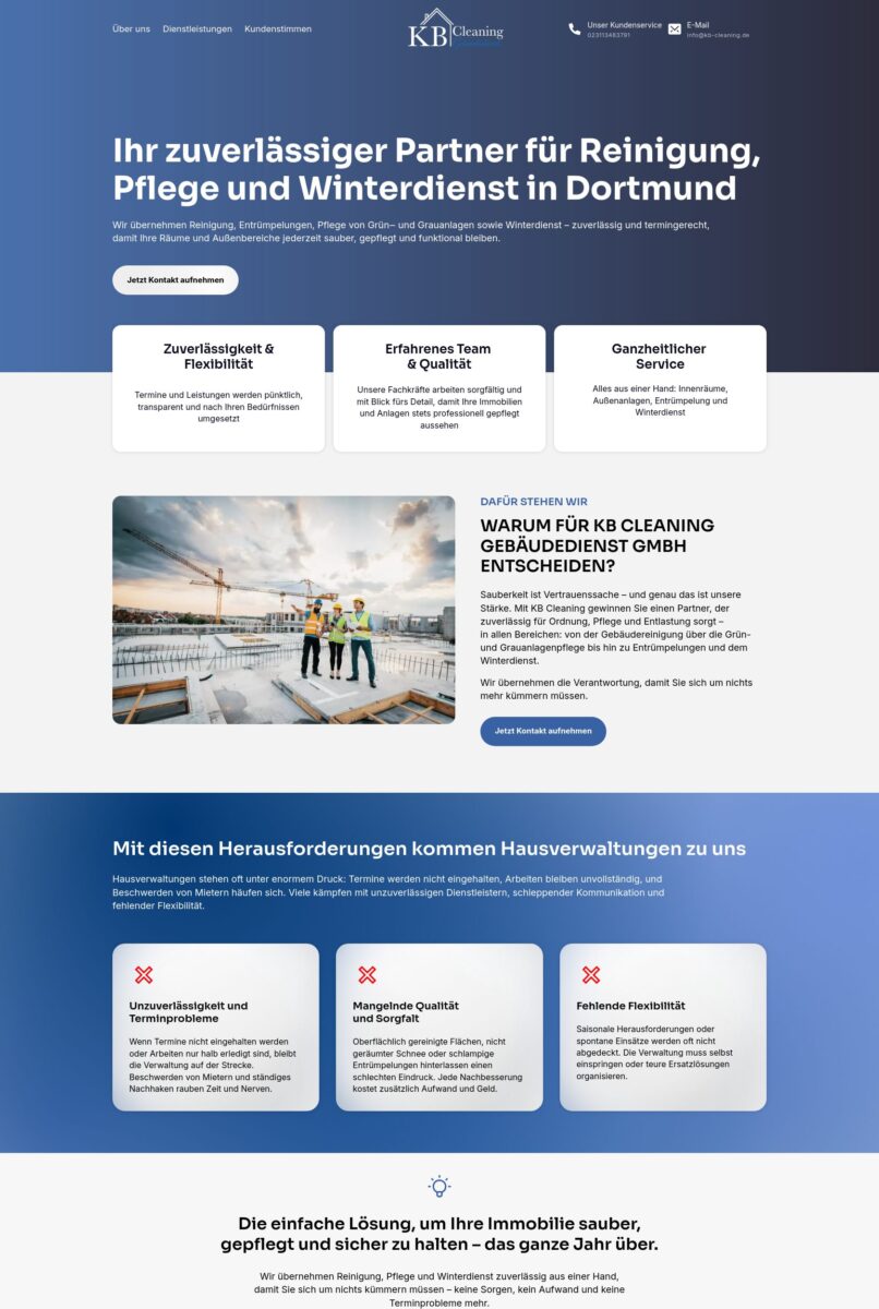 Das Bild zeigt einen Desktop Screenshot der vorgestellten Website