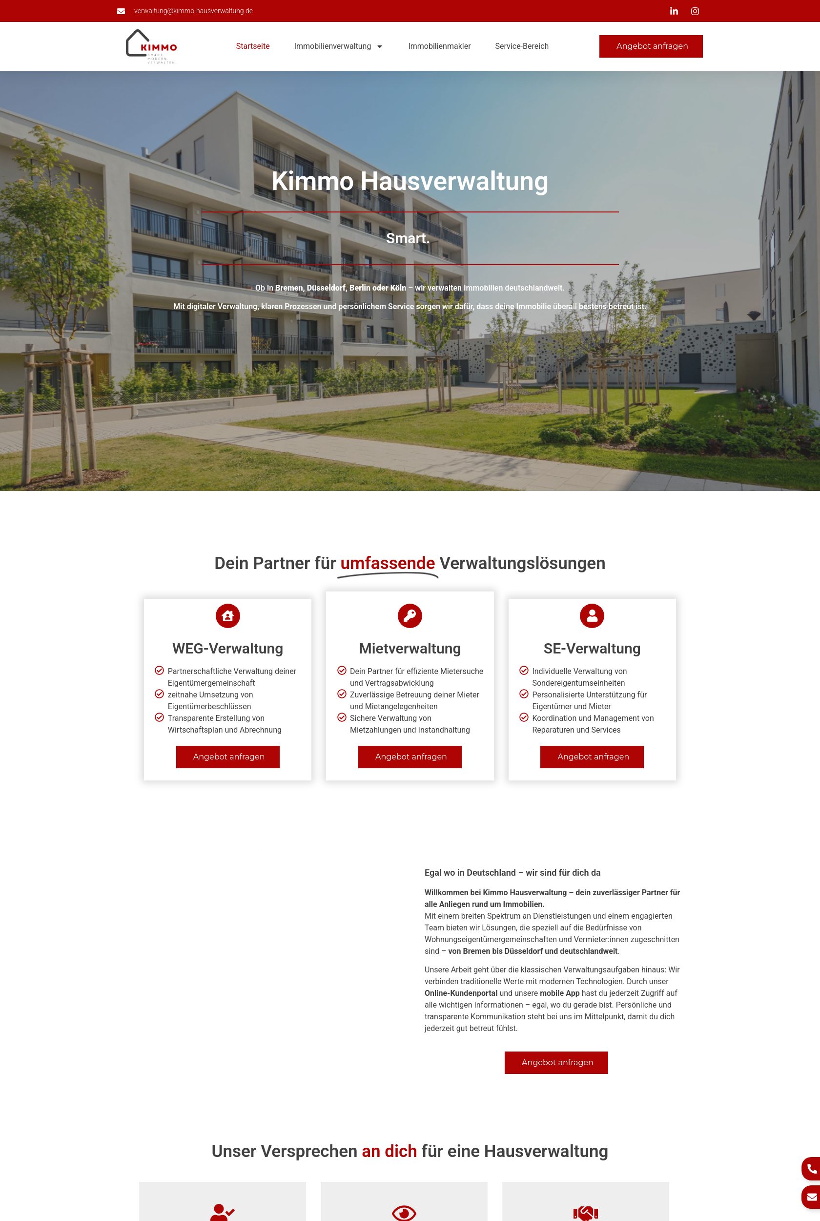 Das Bild zeigt einen Desktop Screenshot der vorgestellten Website