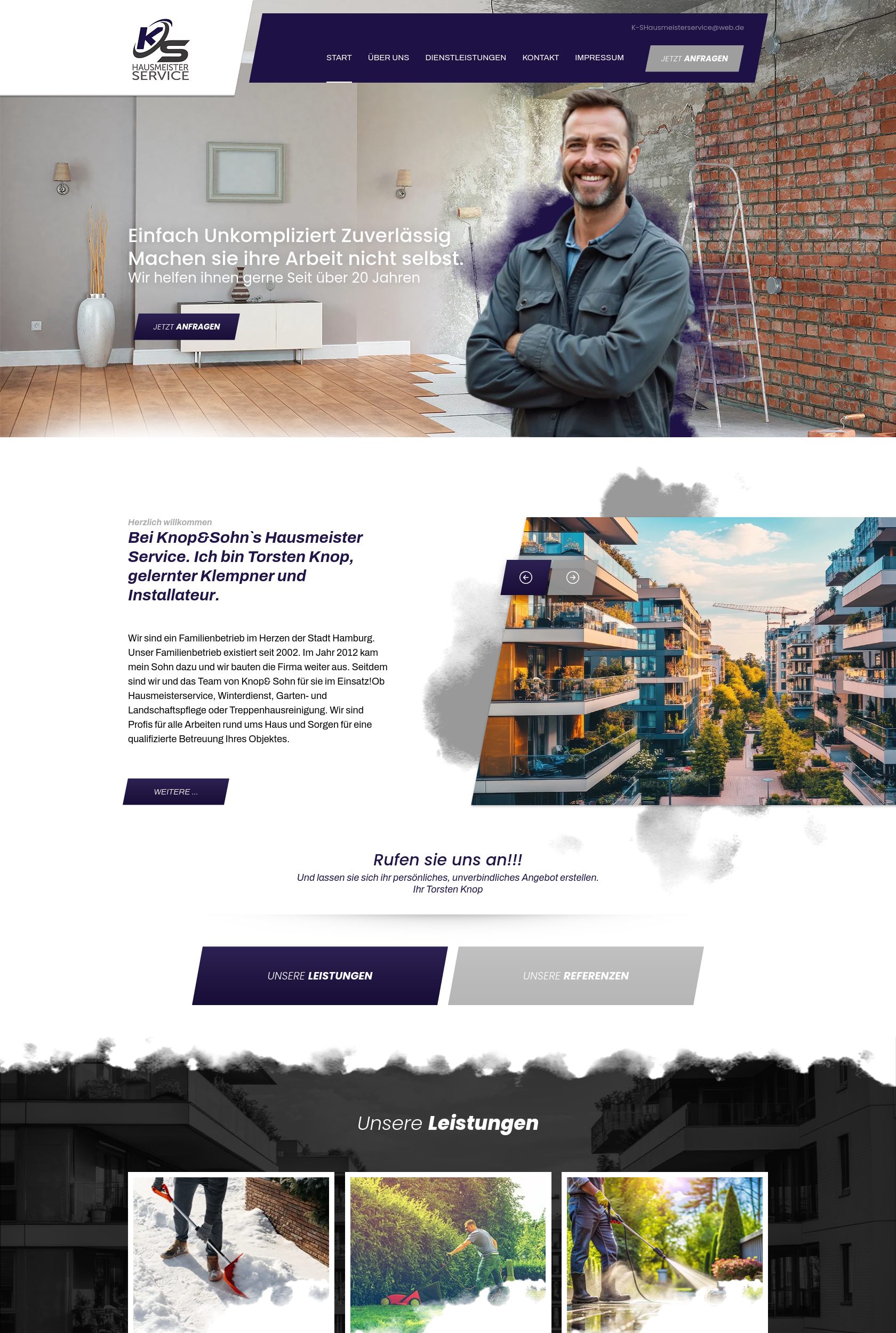 Das Bild zeigt einen Desktop Screenshot der vorgestellten Website