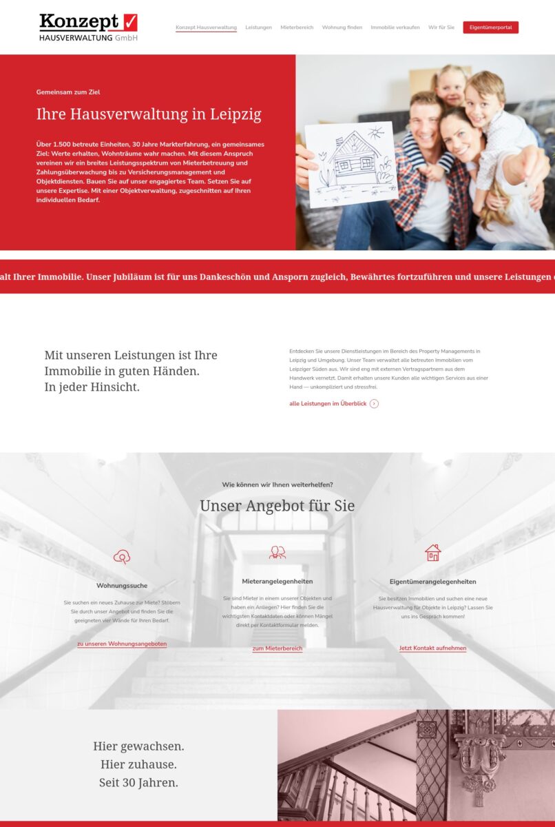 Das Bild zeigt einen Desktop Screenshot der vorgestellten Website