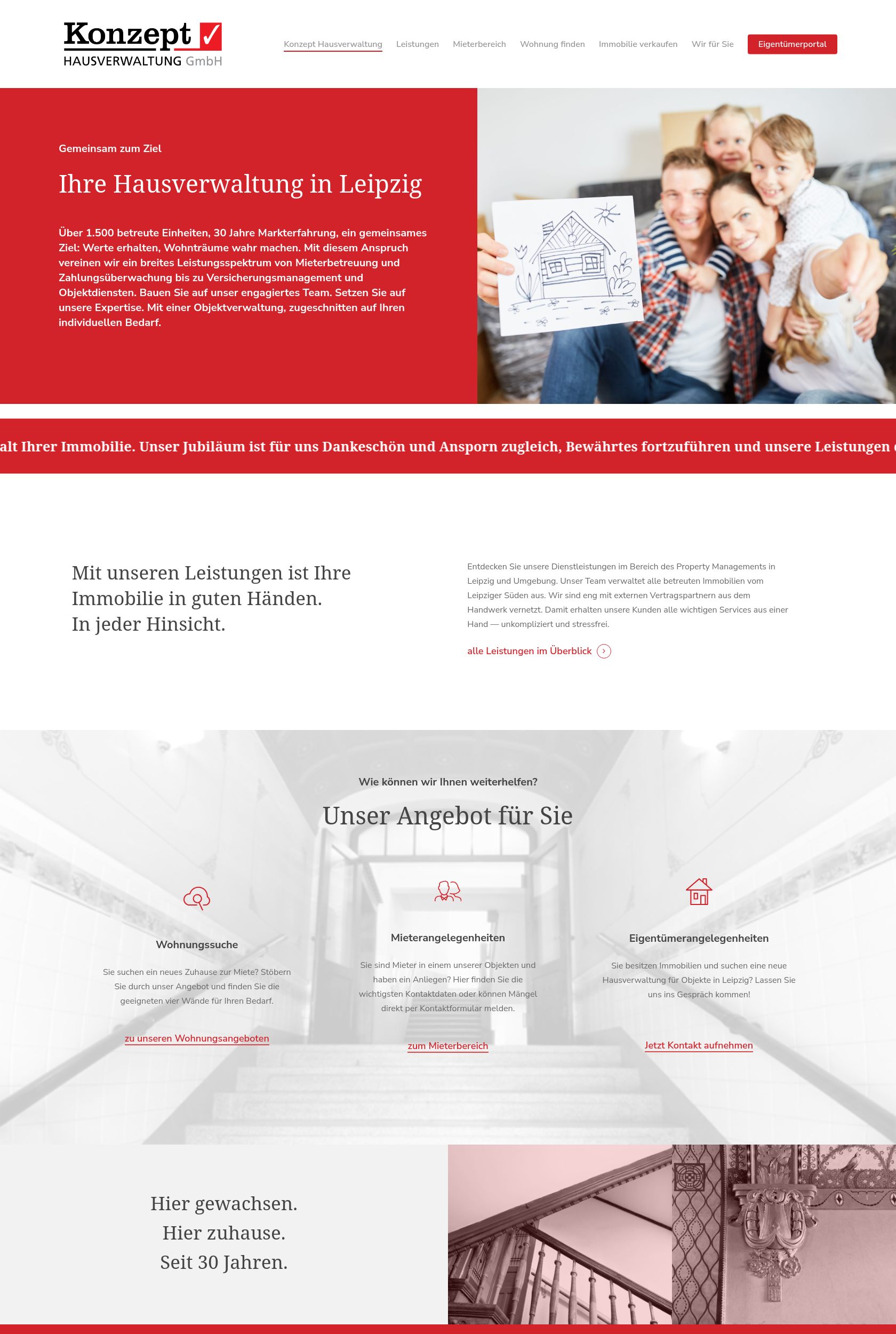 Das Bild zeigt einen Desktop Screenshot der vorgestellten Website