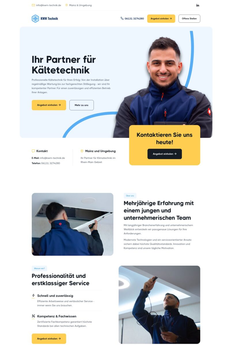 Das Bild zeigt einen Desktop Screenshot der vorgestellten Website