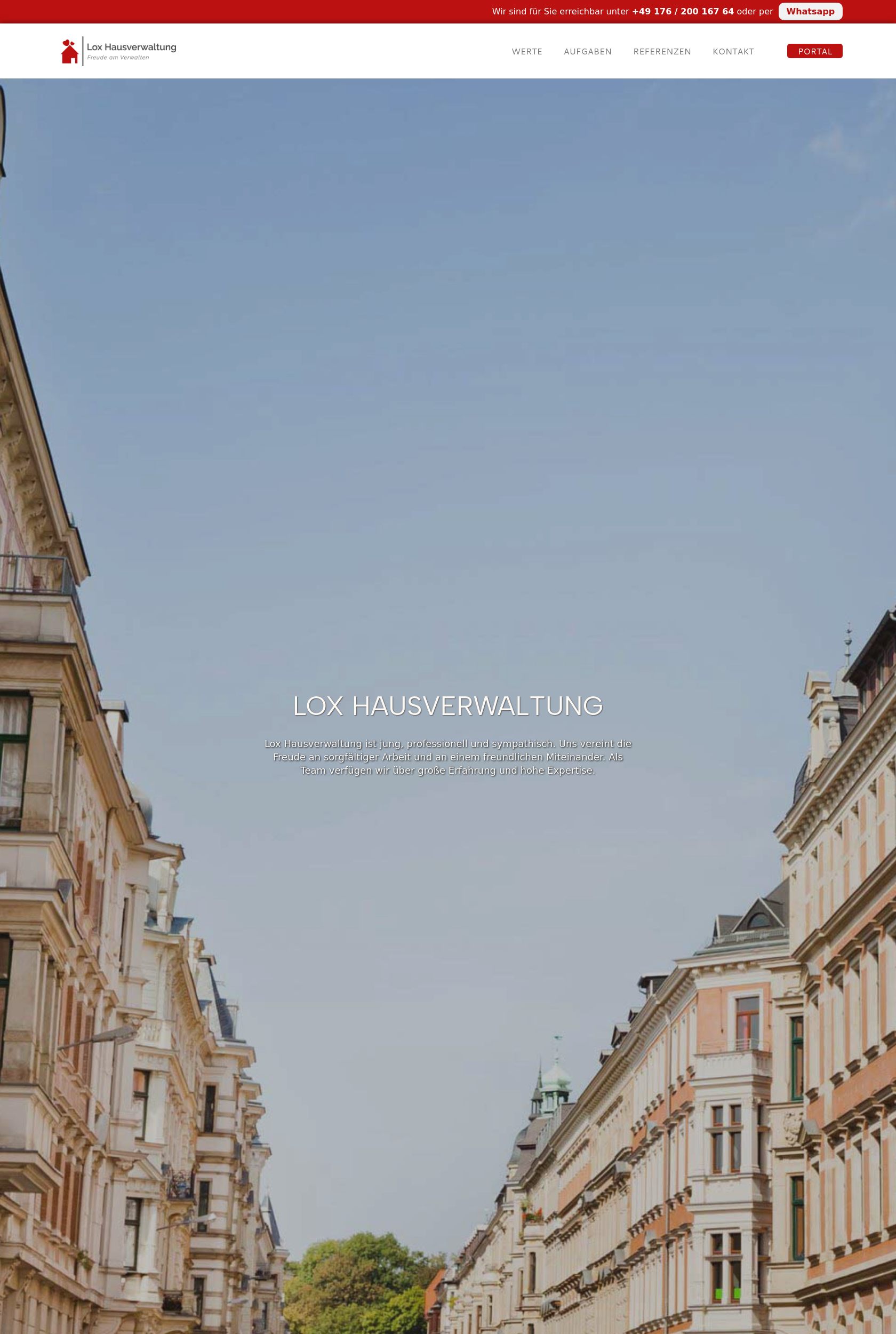 Das Bild zeigt einen Desktop Screenshot der vorgestellten Website