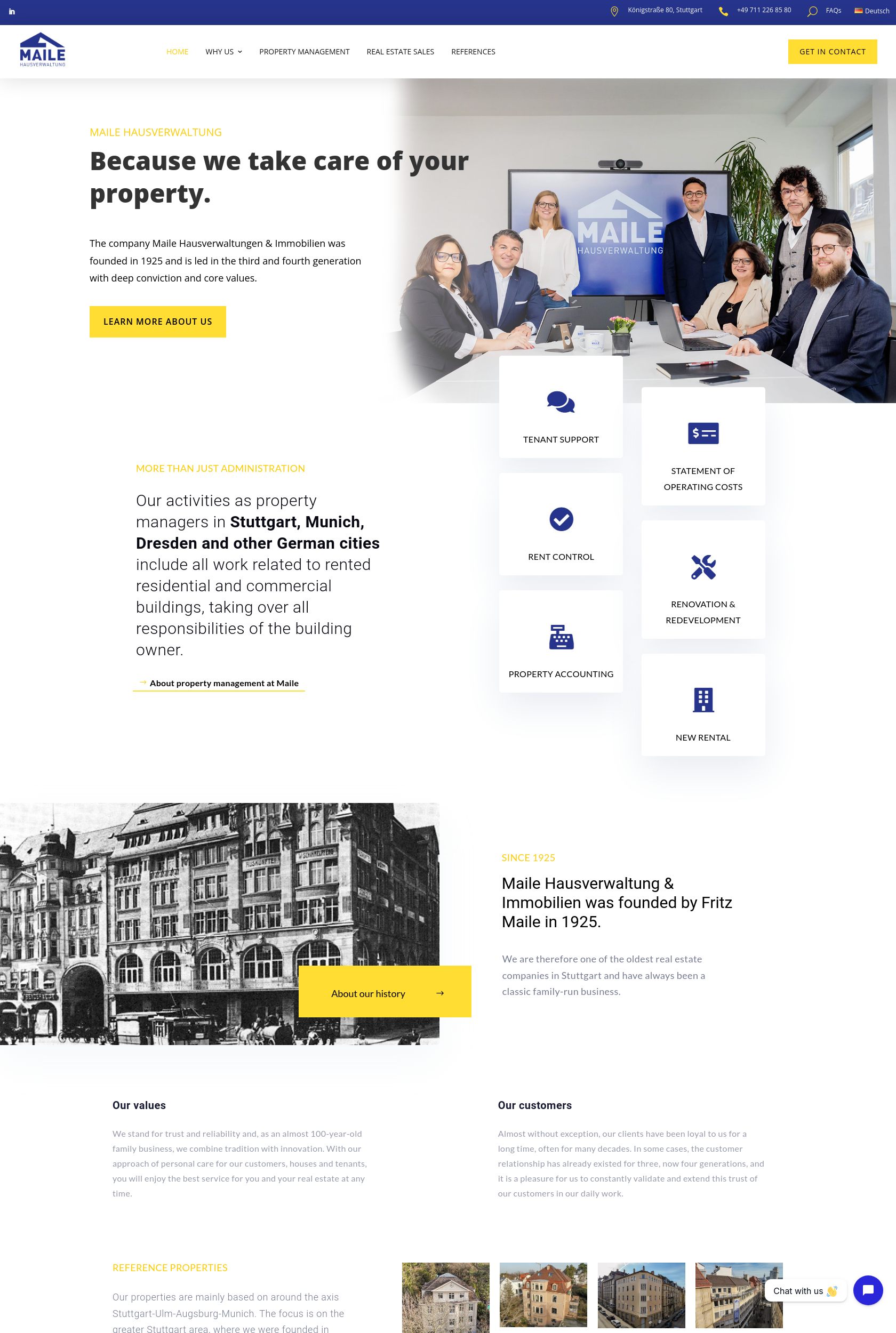 Das Bild zeigt einen Desktop Screenshot der vorgestellten Website