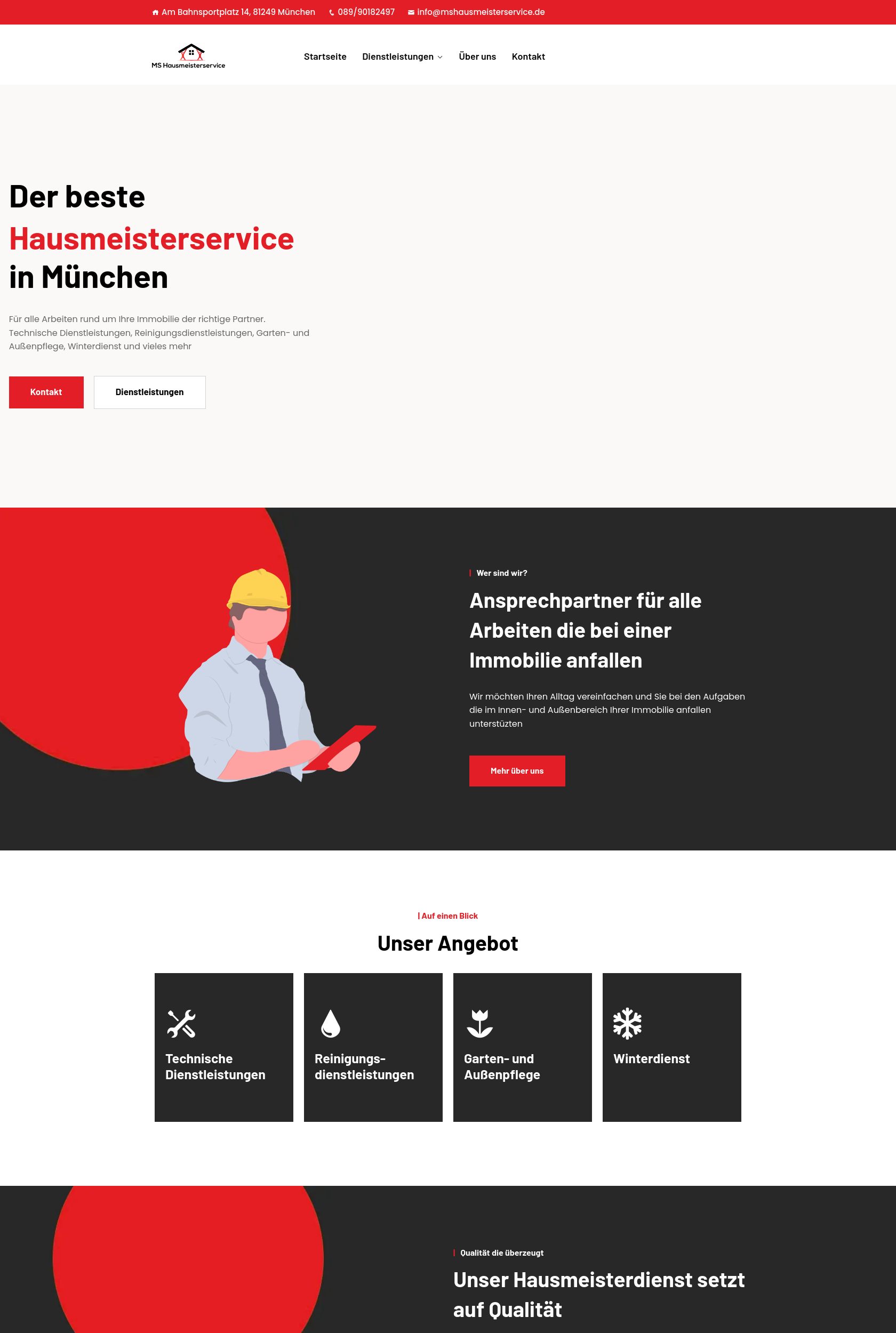 Das Bild zeigt einen Desktop Screenshot der vorgestellten Website