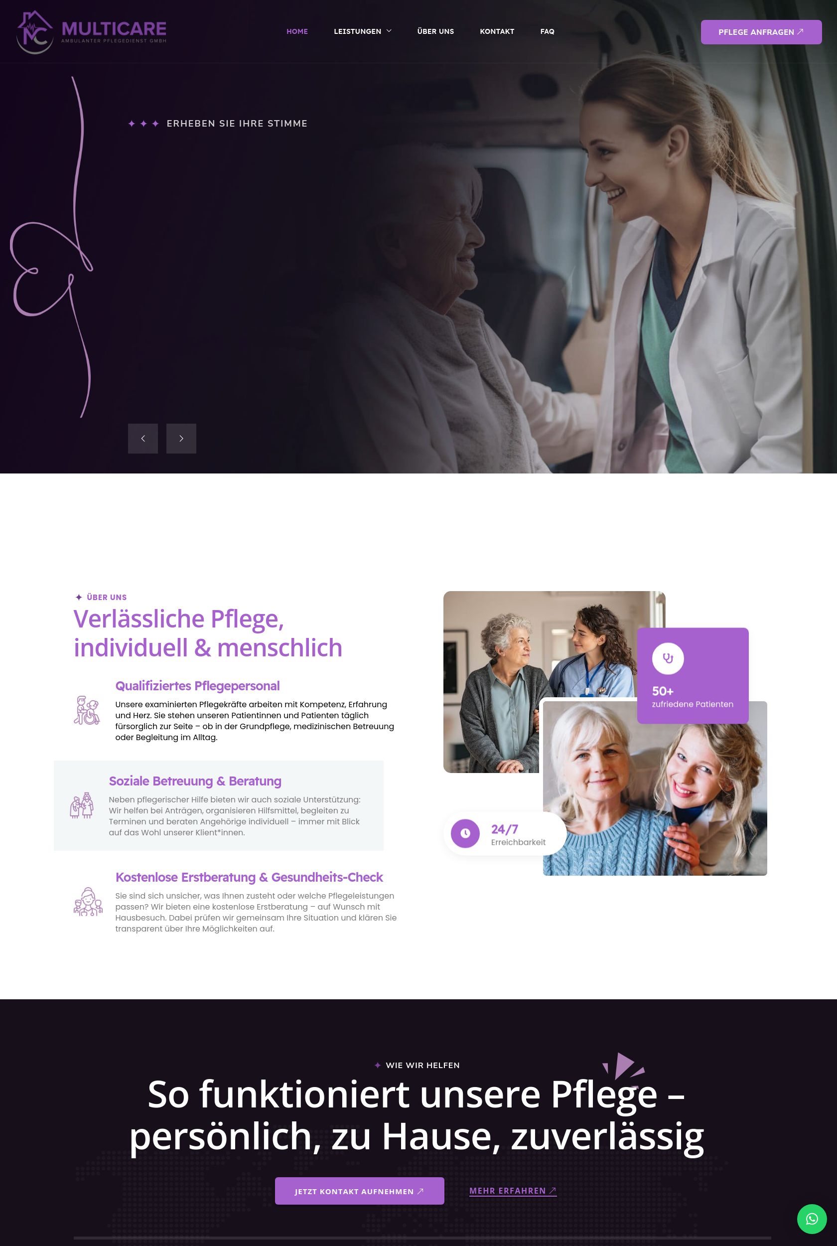 Das Bild zeigt einen Desktop Screenshot der vorgestellten Website