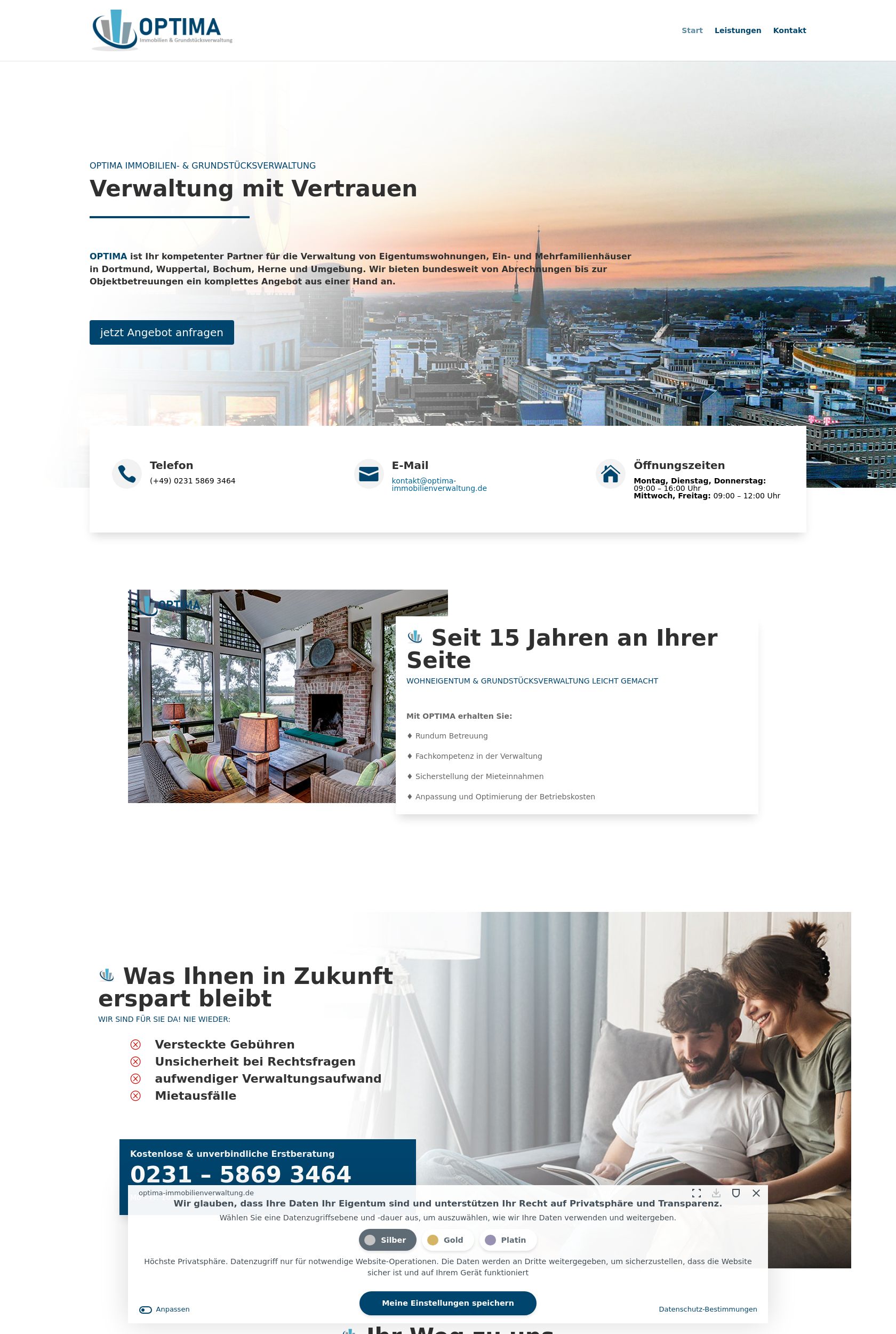 Das Bild zeigt einen Desktop Screenshot der vorgestellten Website