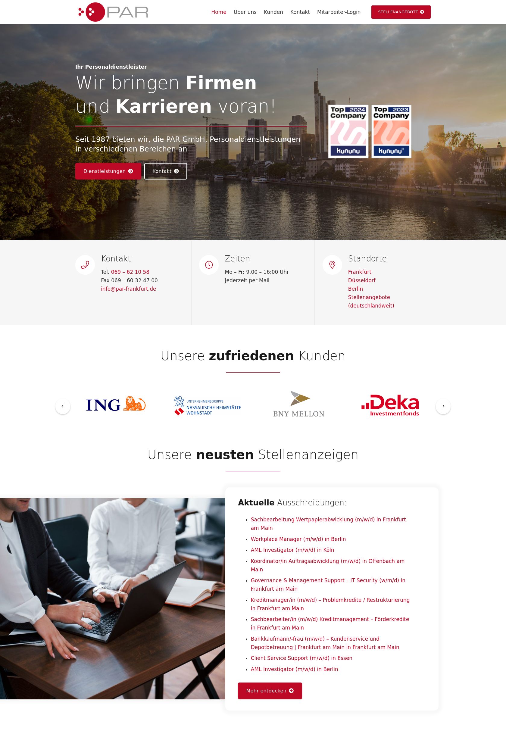 Das Bild zeigt einen Desktop Screenshot der vorgestellten Website