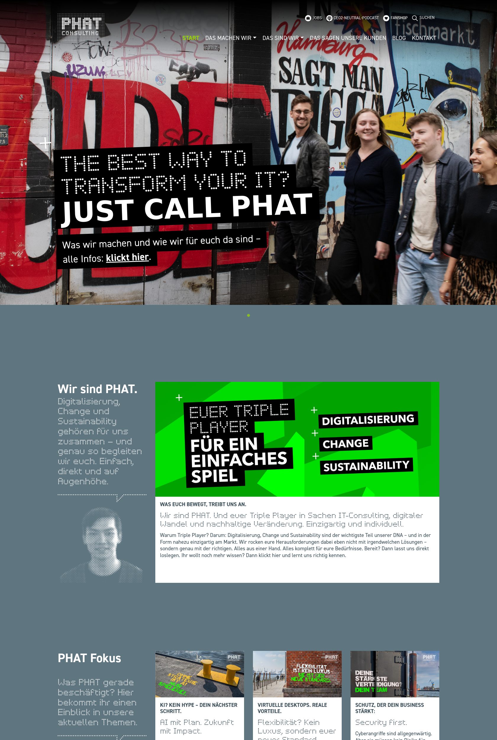 Das Bild zeigt einen Desktop Screenshot der vorgestellten Website