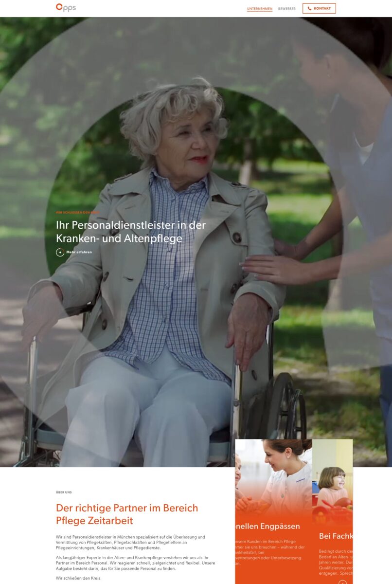 Das Bild zeigt einen Desktop Screenshot der vorgestellten Website