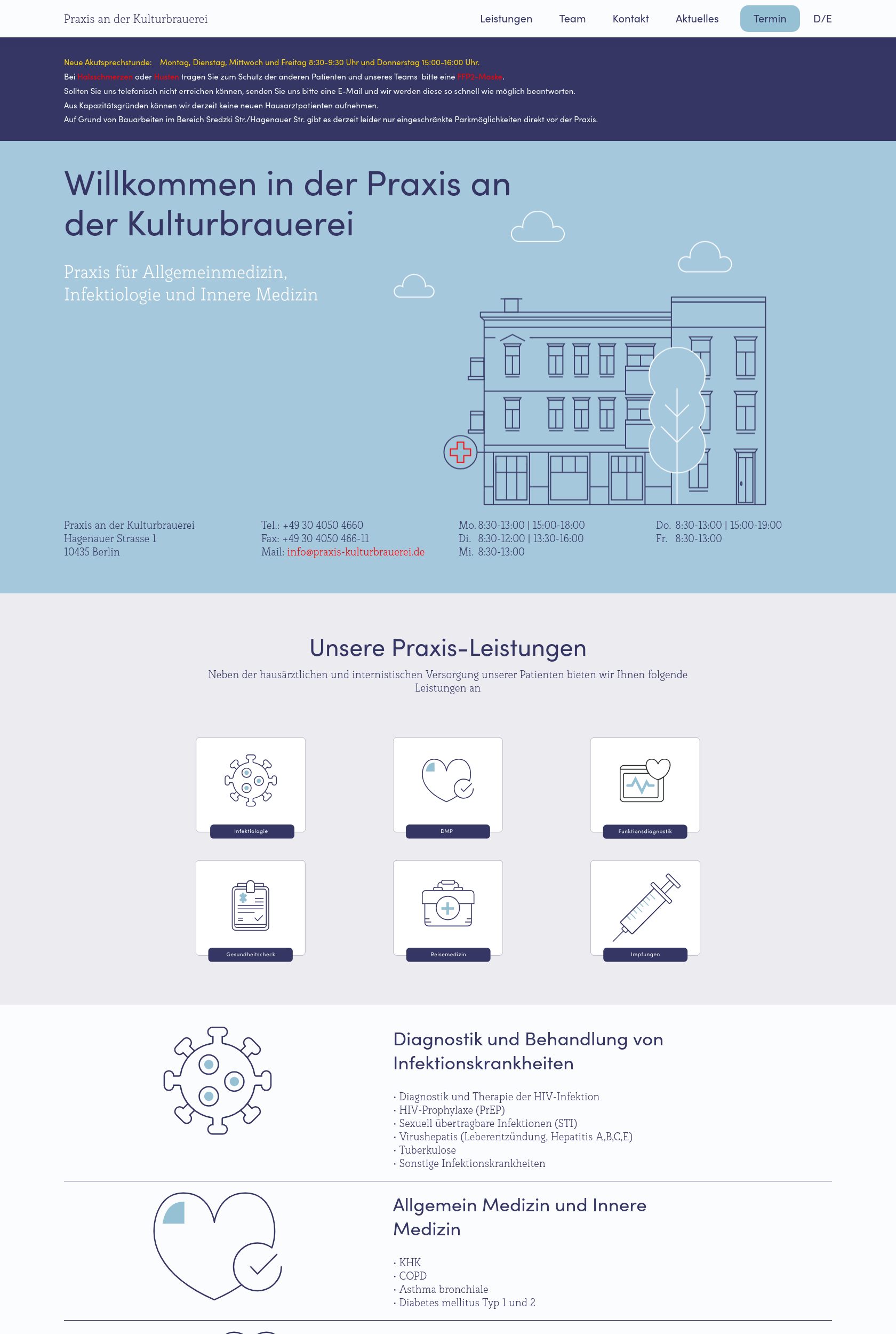 Das Bild zeigt einen Desktop Screenshot der vorgestellten Website