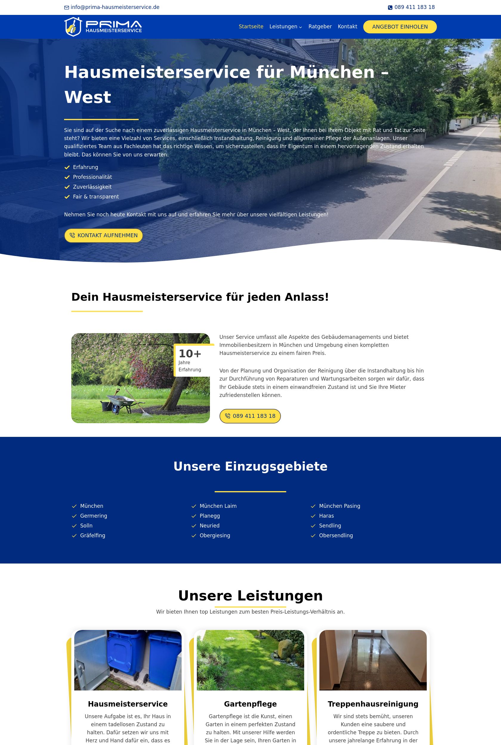 Das Bild zeigt einen Desktop Screenshot der vorgestellten Website