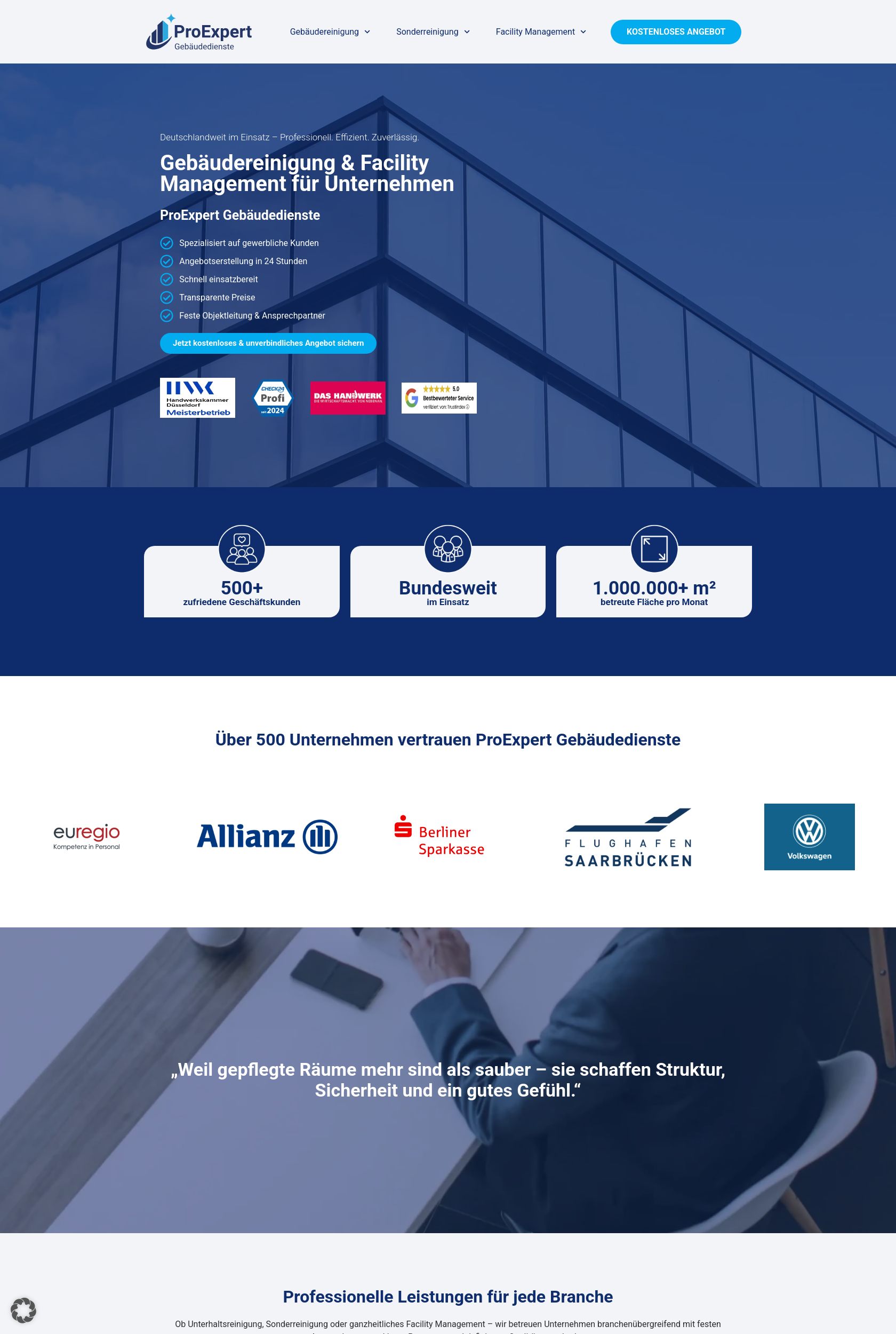 Das Bild zeigt einen Desktop Screenshot der vorgestellten Website