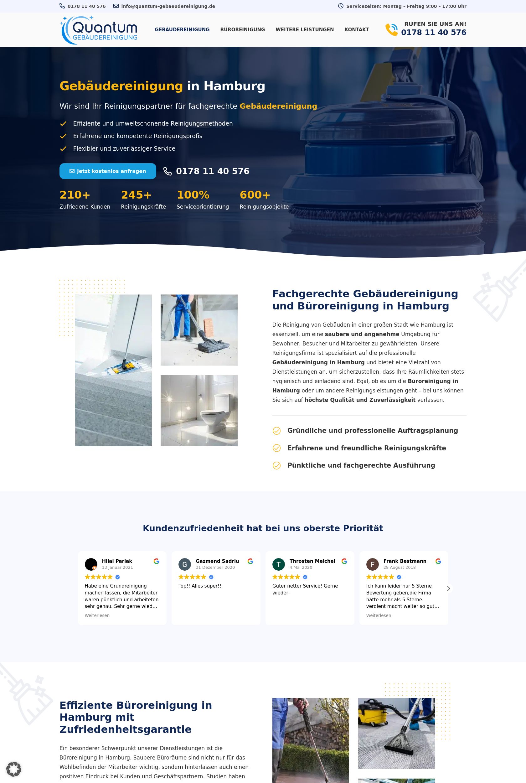 Das Bild zeigt einen Desktop Screenshot der vorgestellten Website