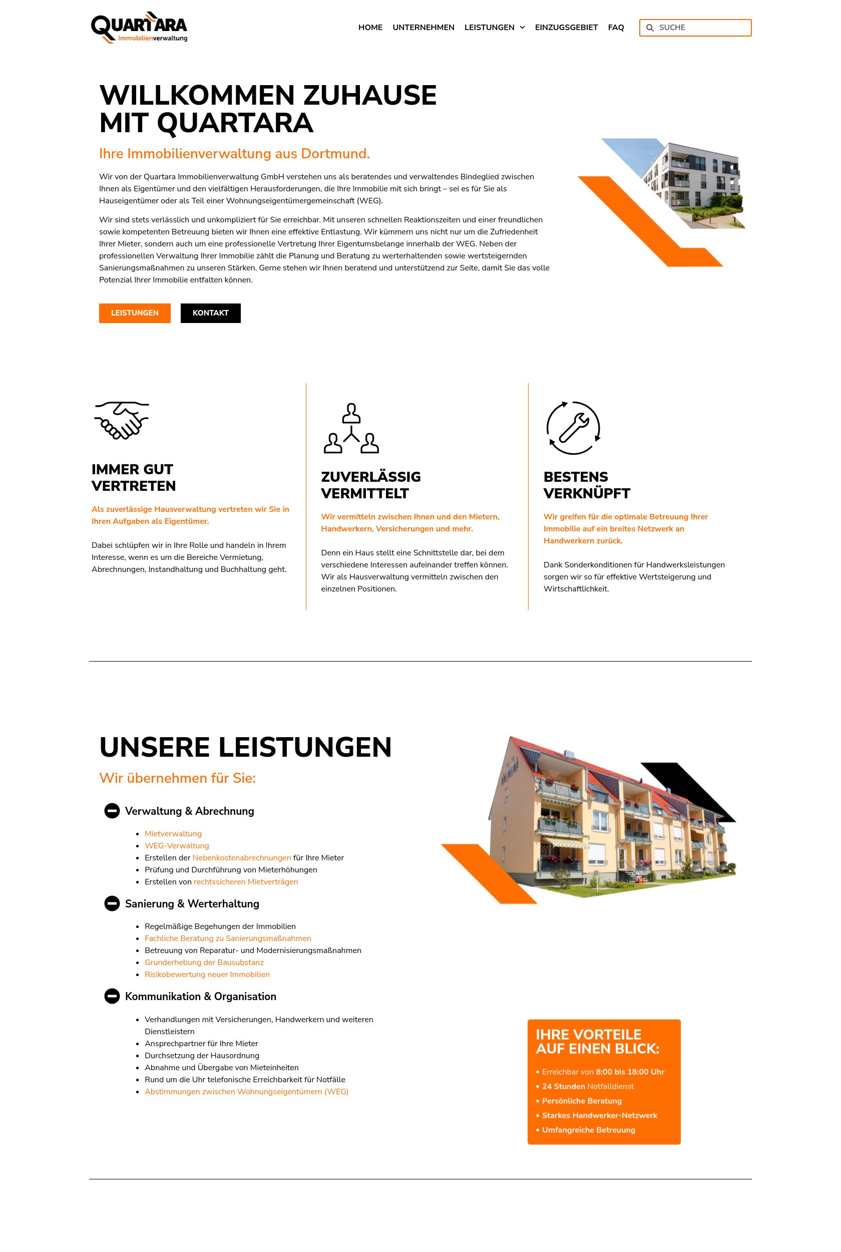 Das Bild zeigt einen Desktop Screenshot der vorgestellten Website