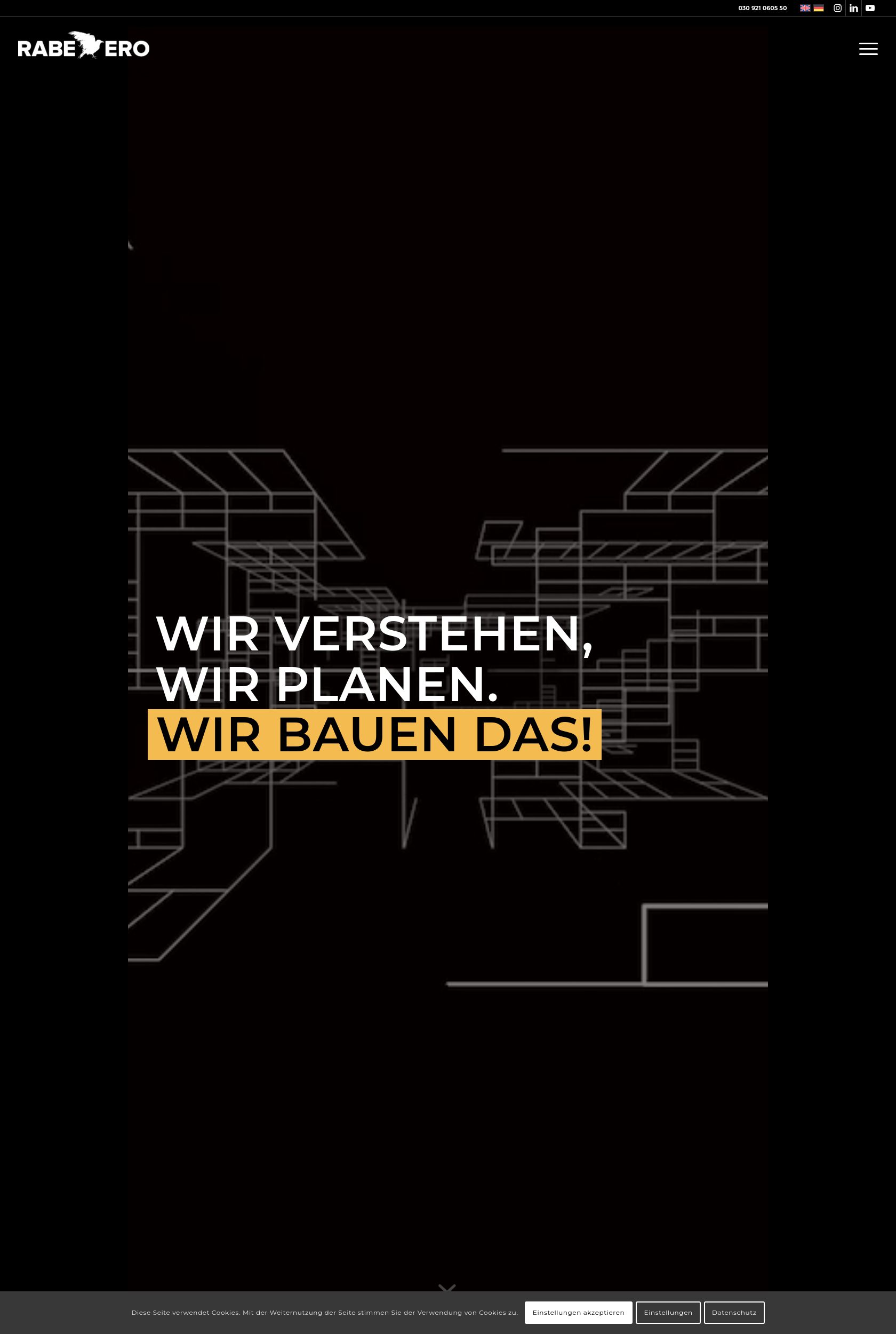 Das Bild zeigt einen Desktop Screenshot der vorgestellten Website